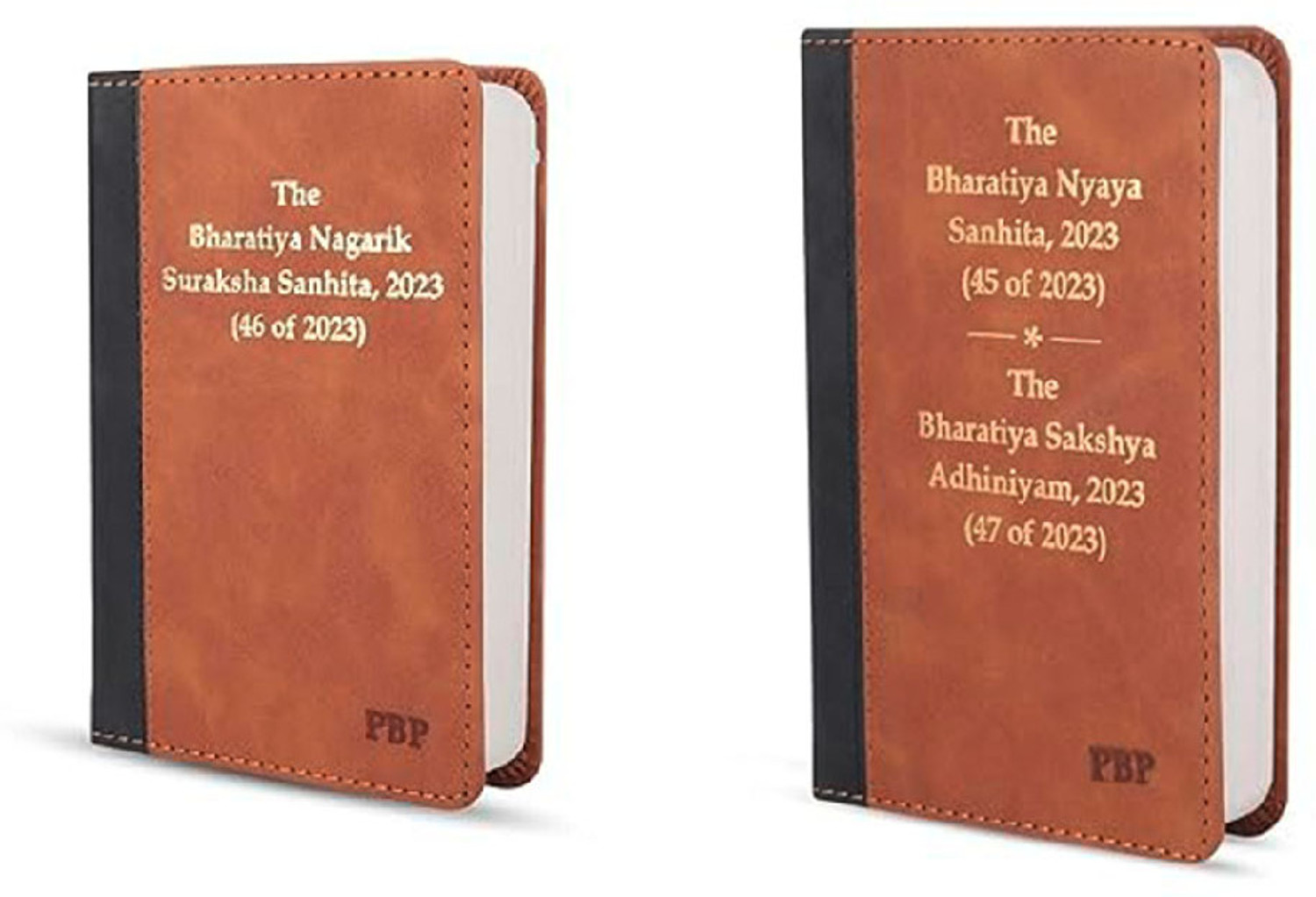 Image of PROFESSIONAL'S New Criminal Laws Coat Pocket Edition- Palmtop Edition, 2 Book Set Beautifully Crafted Leather Bound, Round Edges, Bookmark Ribbon And Soft Touch Natural Shade Paper, Compact And Handy Covering 3 New Criminal Laws- Bharatiya Nagrik Suraksha Sanhita, 2023 (BNSS) Bharatiya Nyaya Sanhita, 2023 (BNS) & Bharatiya Sakshya Adhiniyam, 2023 (BSA) With Effective Date 1.7.2024 And Important Notifications (Hardcover, Professional Books)