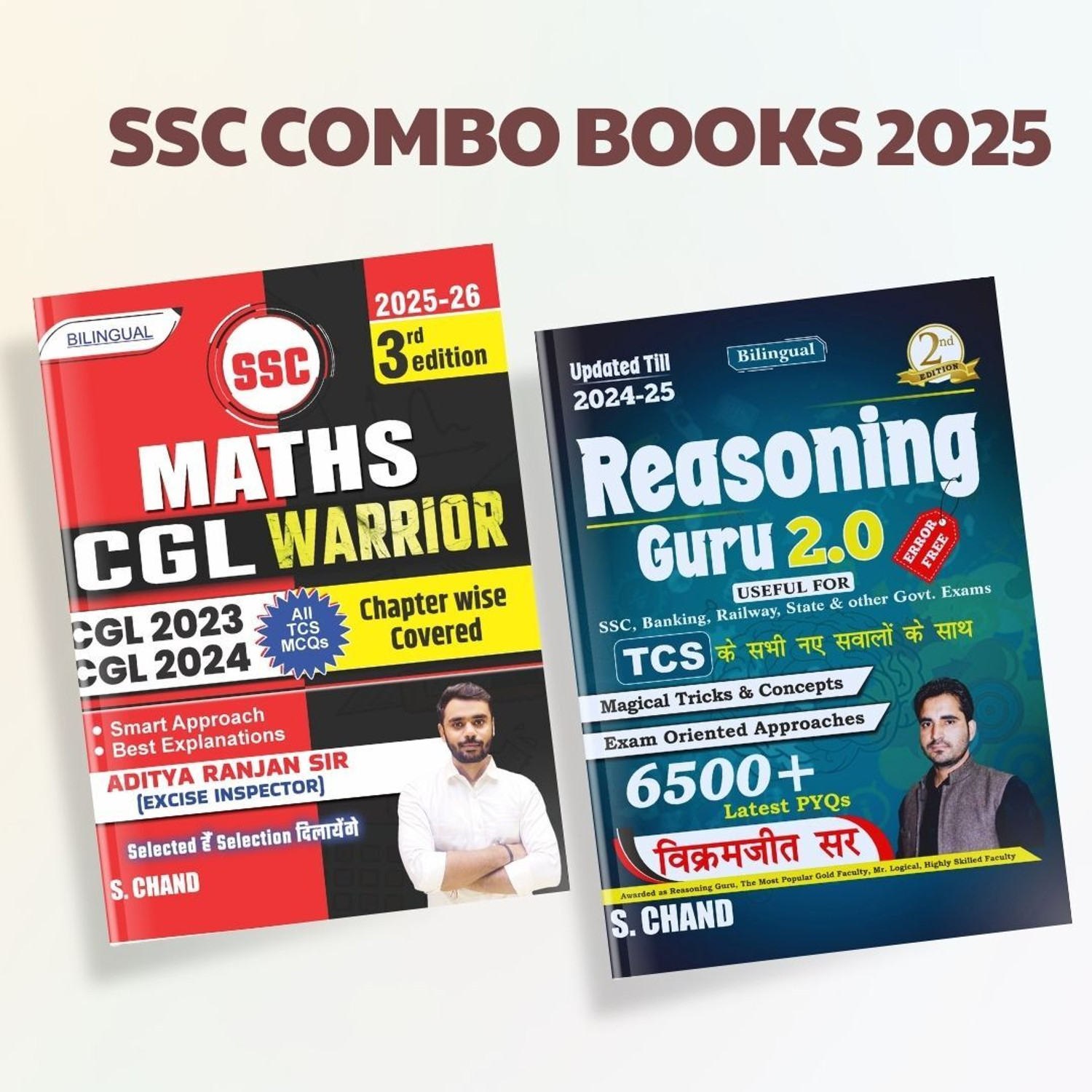 Image of SSC Combo Book 2025 - Reasoning Guru + SSC Maths CGL Warrior For SSC CGL CHSL MTS GD CPO | Verbal & Non-Verbal & Math For Competitive Exams Books 2025 | In English & Hindi Medium | Bilingual | Exam Oriented | PYQ Question Bank, Chapter Wise, Short Tricks, Best Explanation (Paperback, Hindi, Aditya Ranjan Sir, Vikramjeet Sir, Reasoning Guru)
