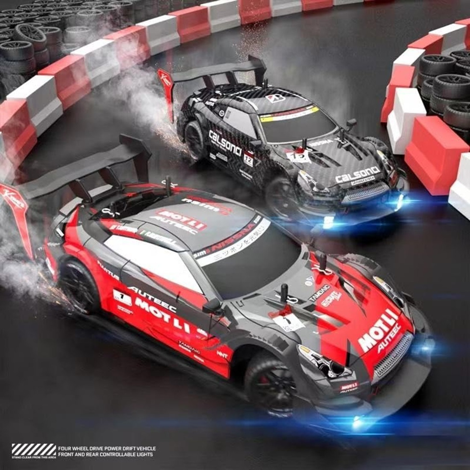Image of PAPASpace 1:24 RC Drift Car 4WD 25KMH High Speed Remote Control Racing Car with Drift Tire (Multicolor)