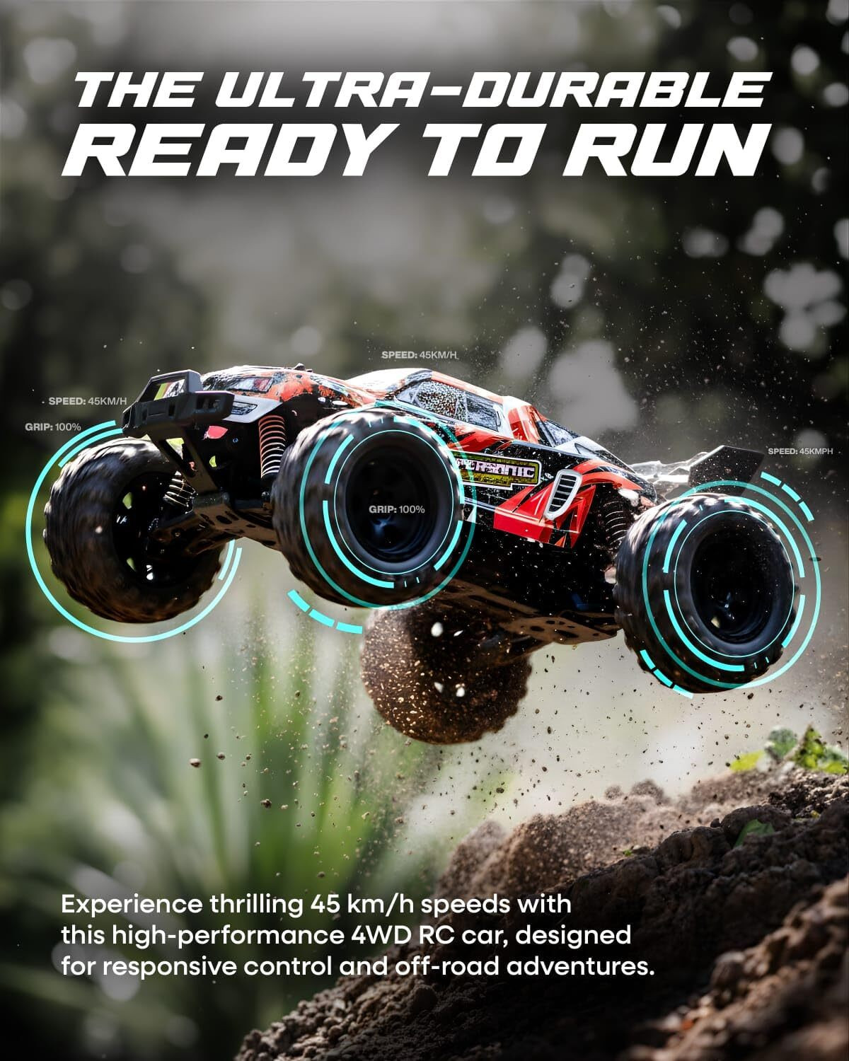Image of vihaan Racing RC Car 45 KM /H High Speed 1:16 4WD Supersonic Off-Road Monster Truck (Black)