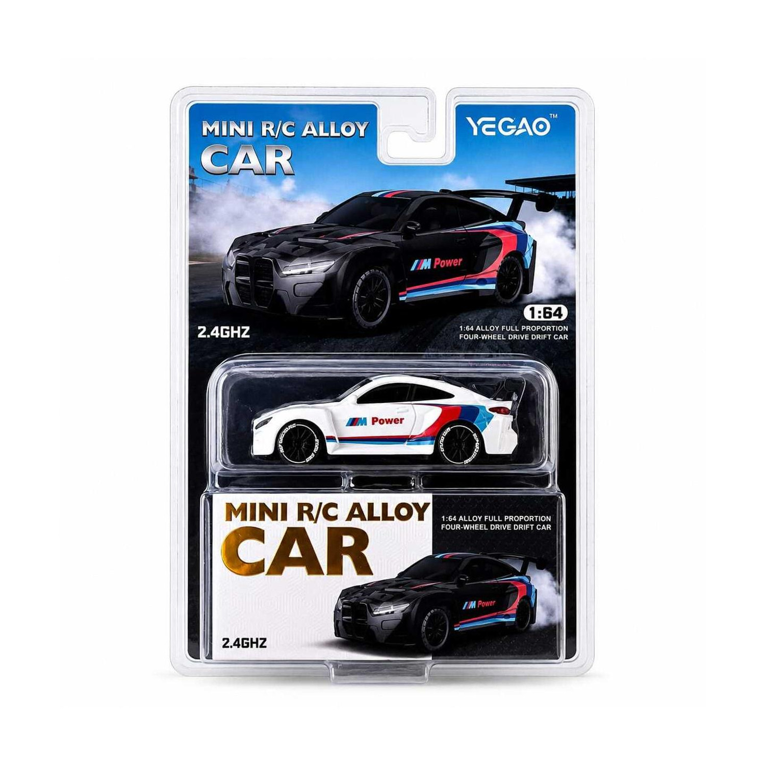 New Mini R/C Alloy M Power Drift Car 1:64 Scale 2.4GHz RC Car (White)