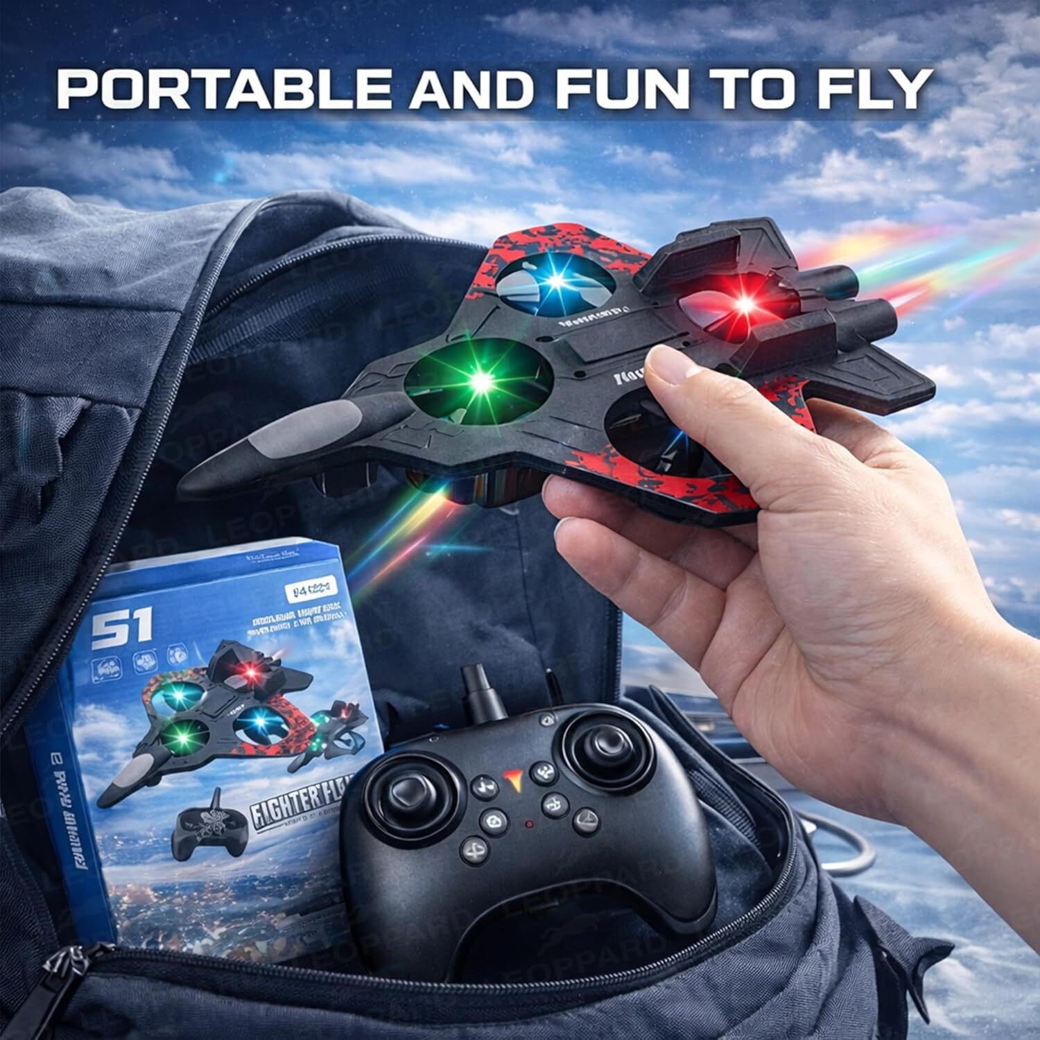 Image of TECH LOGO ELECTRONICS Fighter Jet RC Drone for Kids 360 Flip Kids Adults (Black)