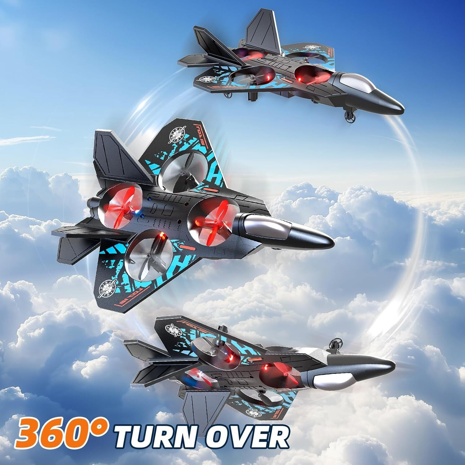 Image of TECH LOGO ELECTRONICS Fighter Jet RC Drone for Kids 360 Flip Kids Adults (Black)