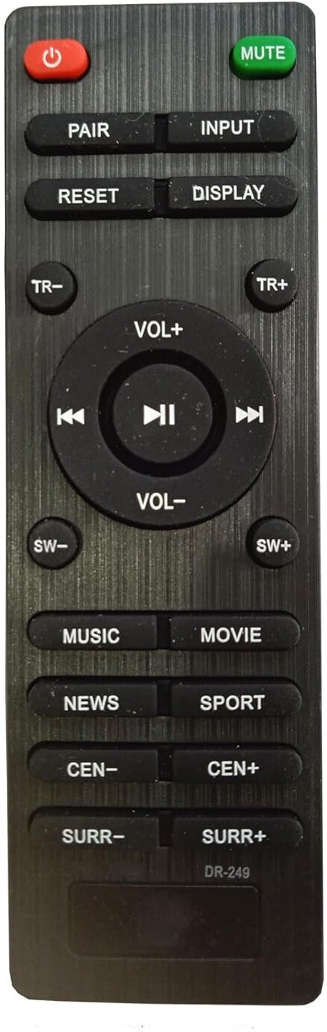 Image of LipiWorld DR-249 Home Theater Soundbar System Remote Compatible For Zebronics Soundbar Remote Controller (Black)