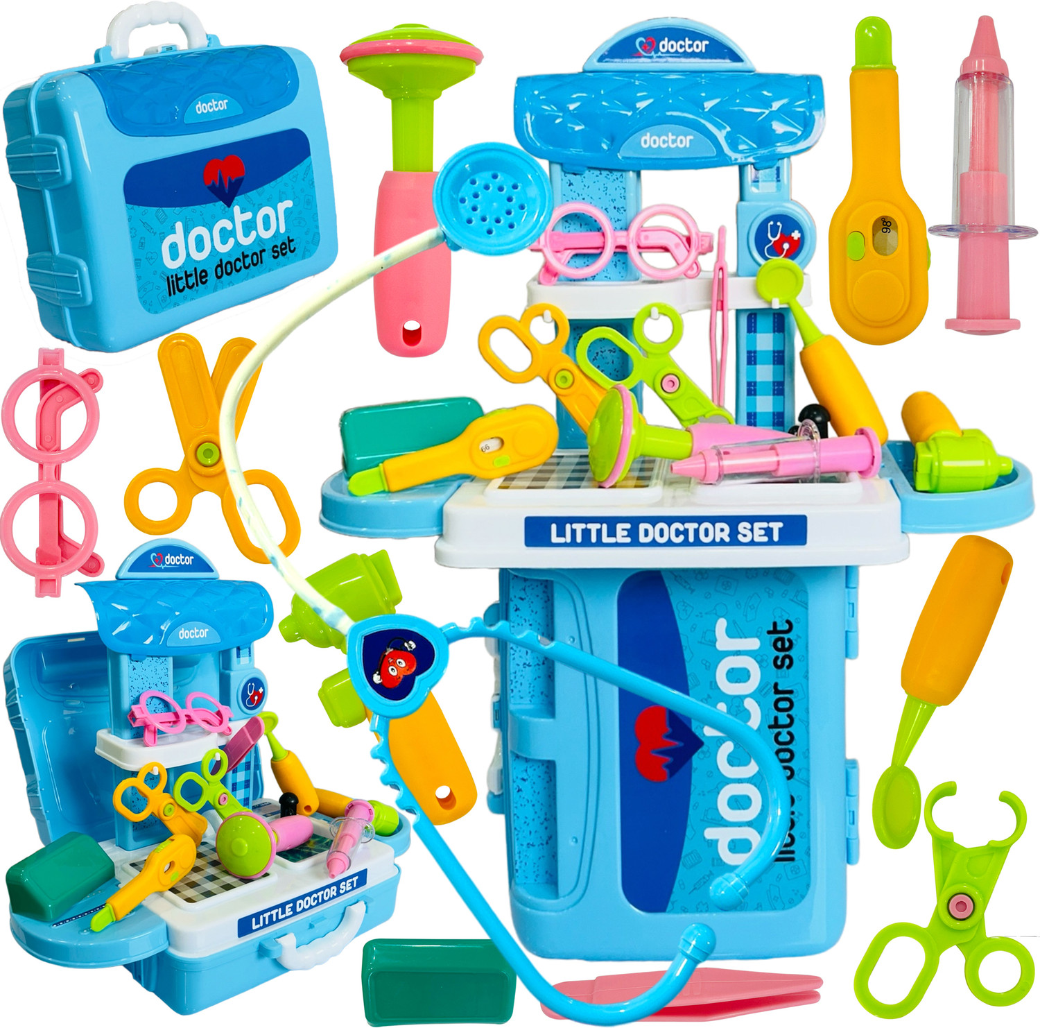 Extrawish 3 in 1 Doctor Play Set Carry Along Pretend Role Play Toy Dr 