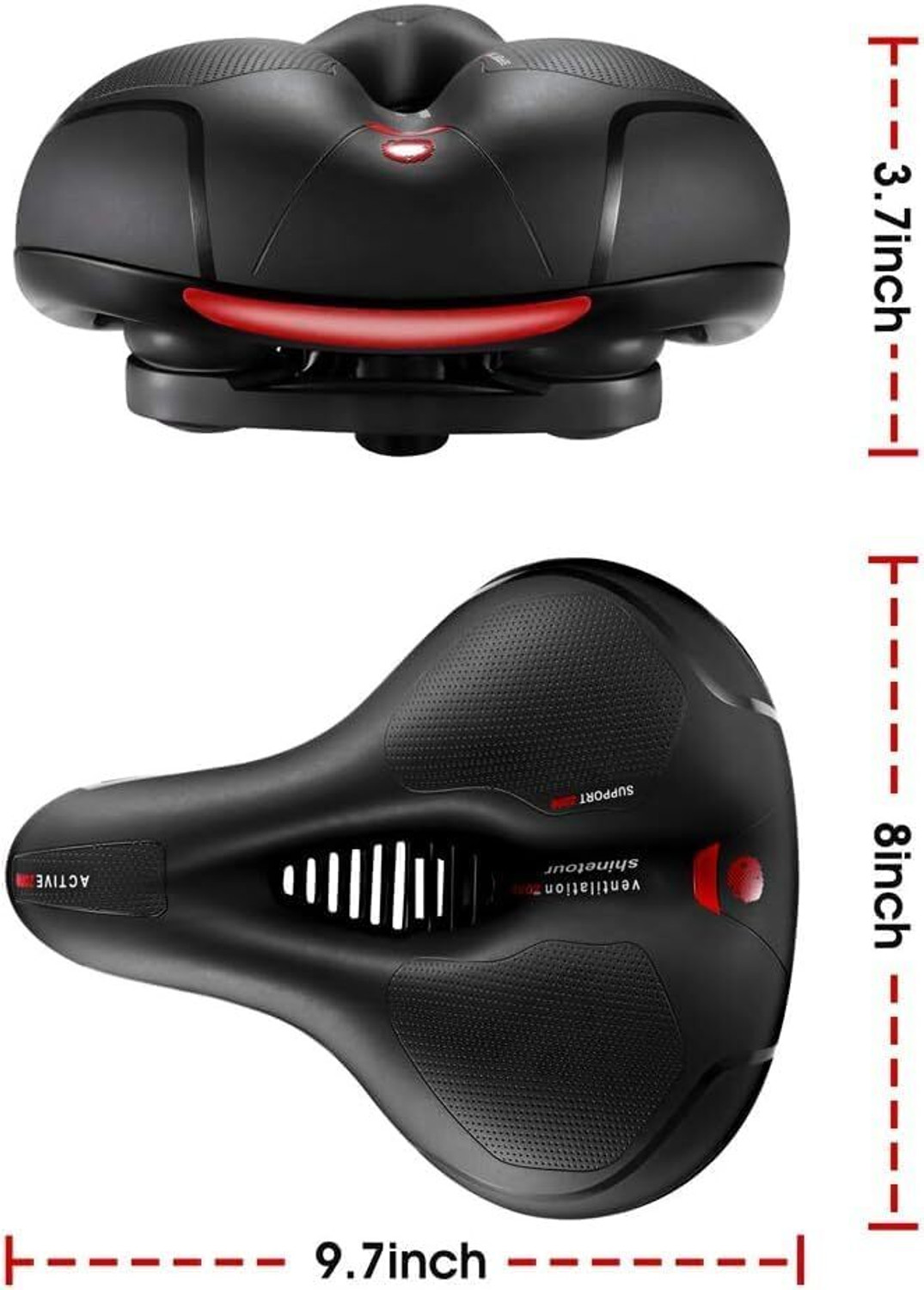 Image of Najif Memory Foam Comfort Bicycle Seat, Red Reflective Strip, Waterproof and Durable Saddle (Multicolor)