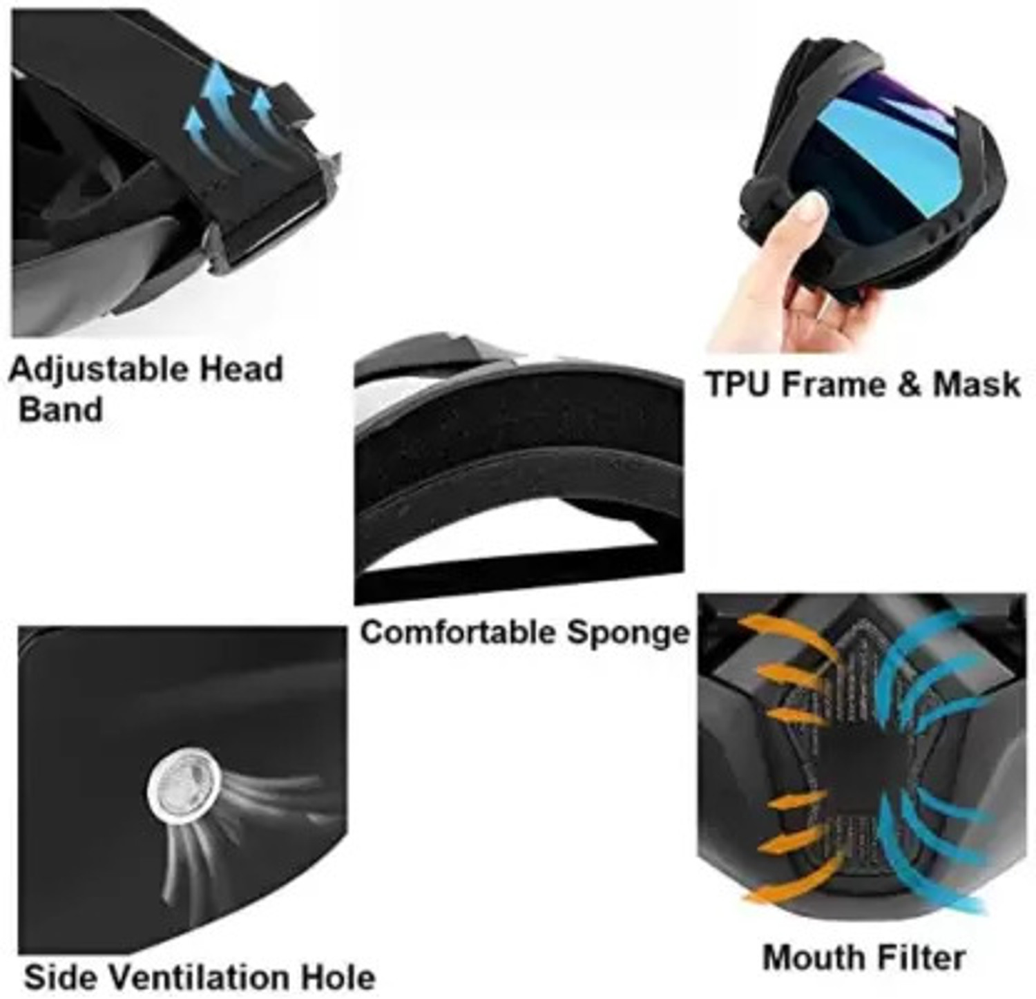 Image of Weyride Bike Riding Glasses Face Mask With Mouth Filter MT-14 Blowtorch Safety Goggle (Free-size)