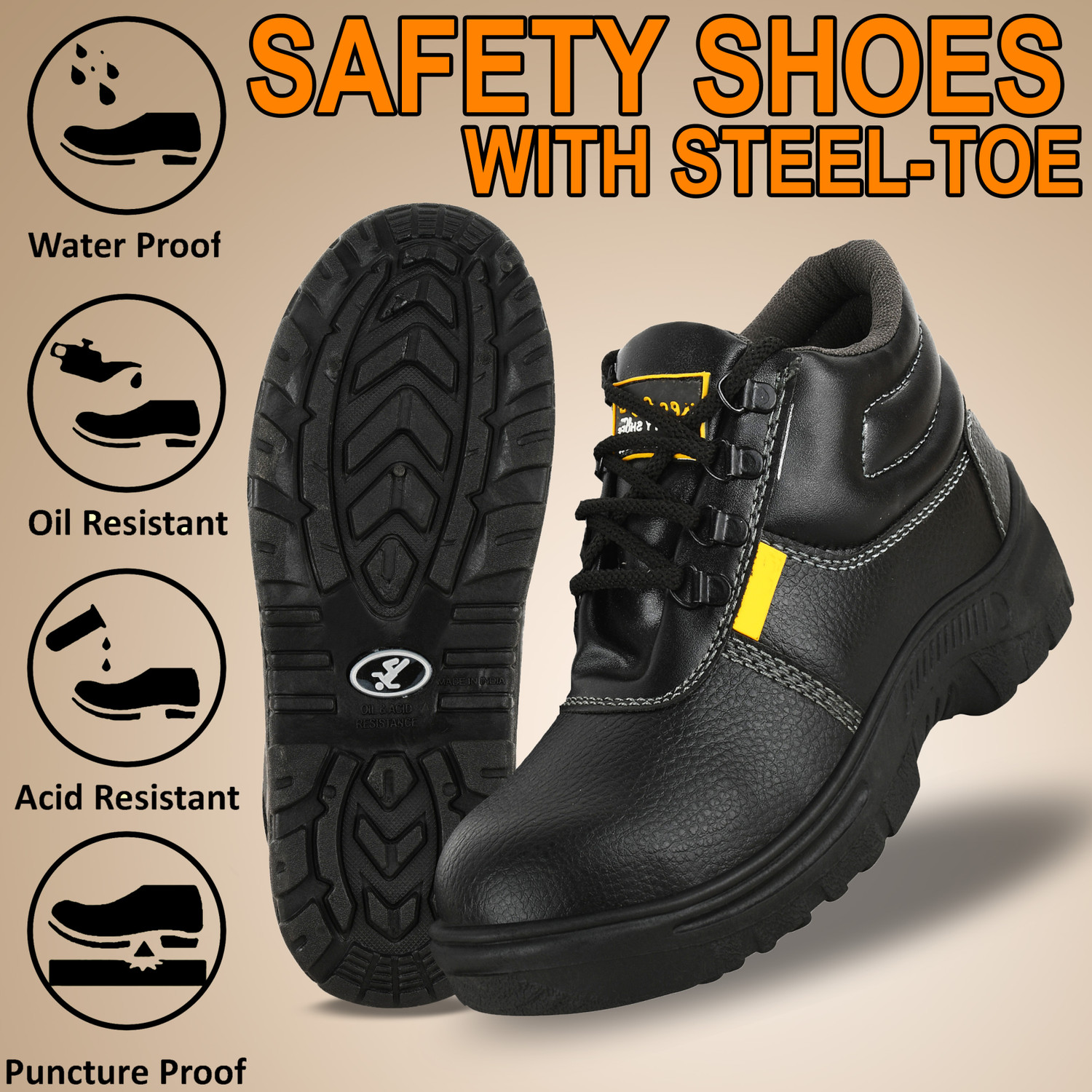 Image of UNISIP Steel Toe Leather Safety Shoe (Black, S1P, Size 7)