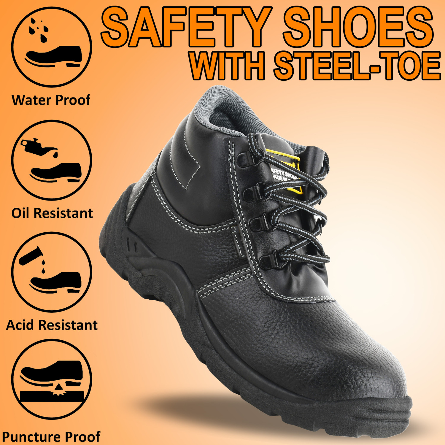 Image of UNISIP Steel Toe Leather Safety Shoe (Black, S1P, Size 7)