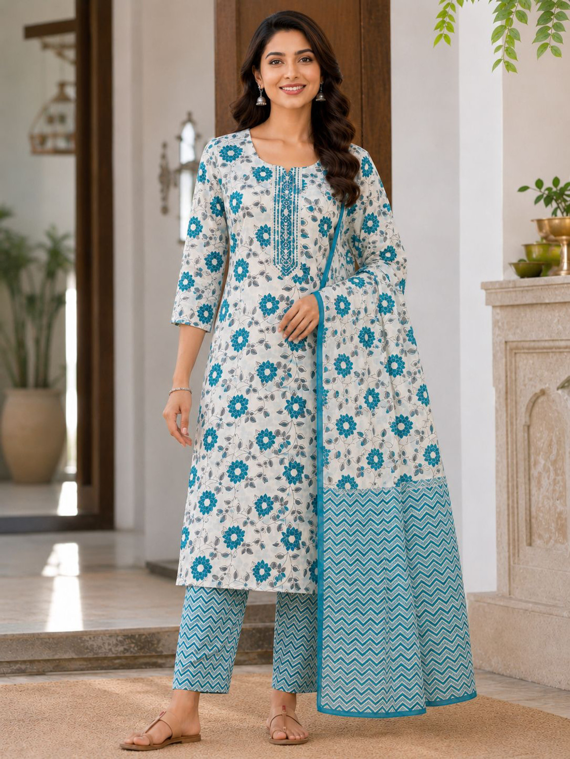 Image of HB Fashion Self Design, Printed, Embroidered Kurta, Trouser /Pant & Dupatta Set