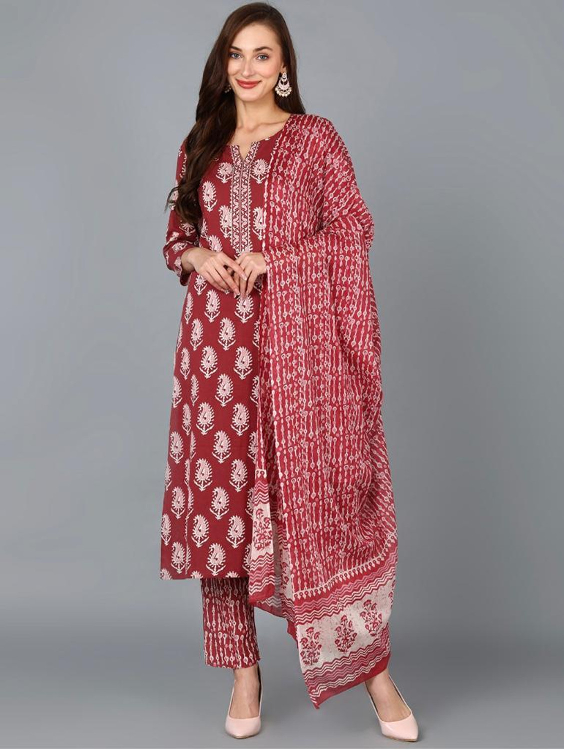 Image of Mishree collection Ethnic Set Printed Kurta, Trouser /Pant & Dupatta Set