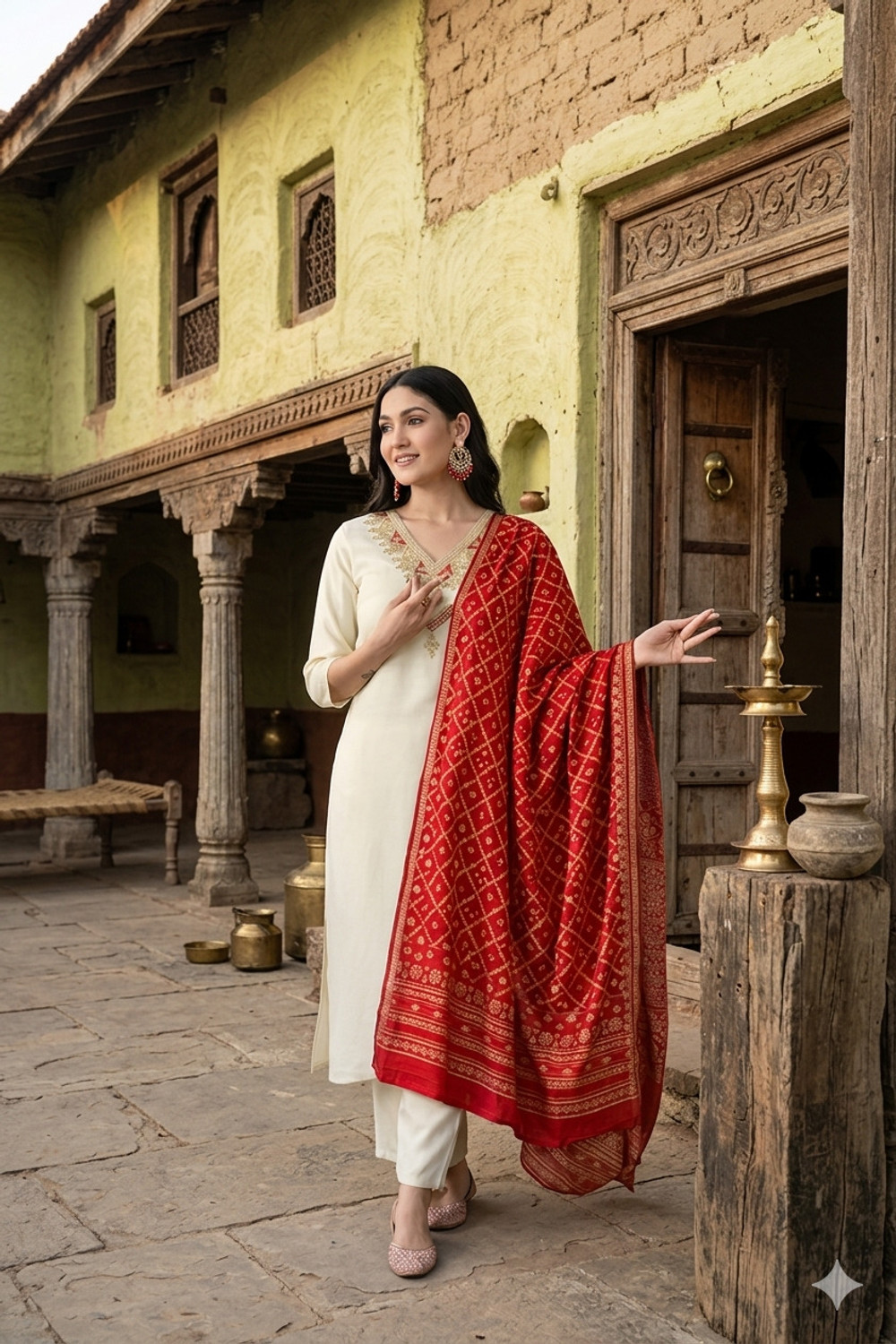 Image of Jaipuri Collection Women's Trending Solid kurta set Embroidered Kurta, Trouser /Pant & Dupatta Set
