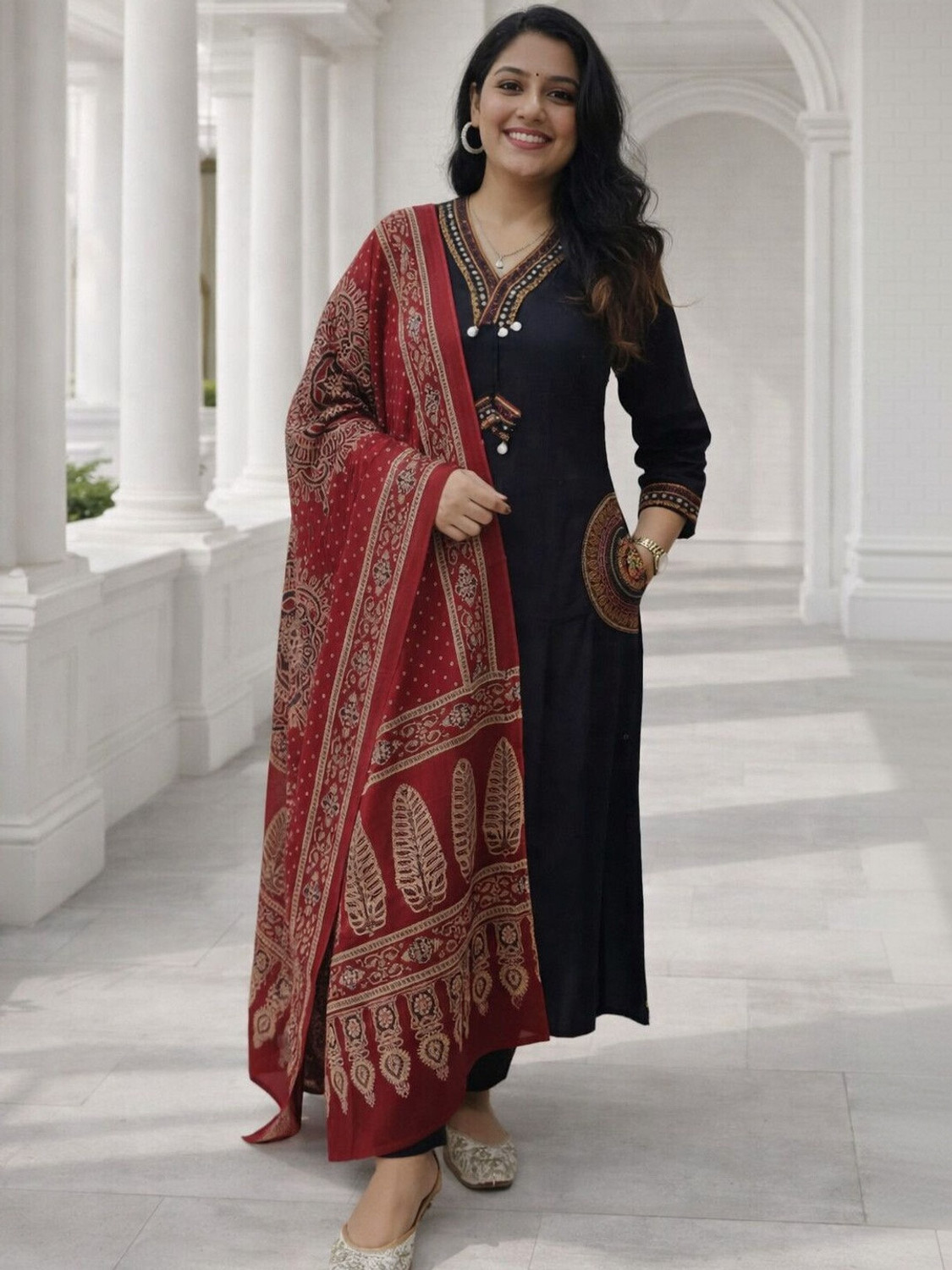 Dealshpere Embroidered Kurta, Trouser/Pant & Dupatta Set