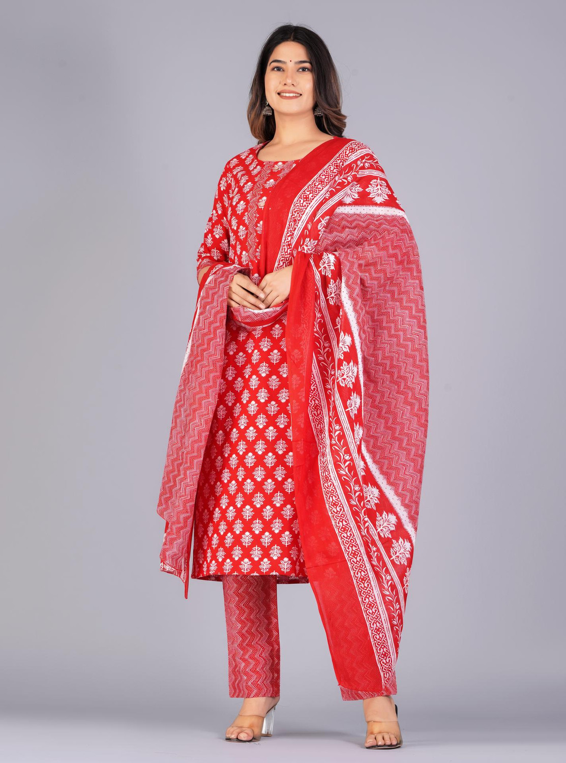 Image of Mishree collection Ethnic Set Printed Kurta, Trouser /Pant & Dupatta Set