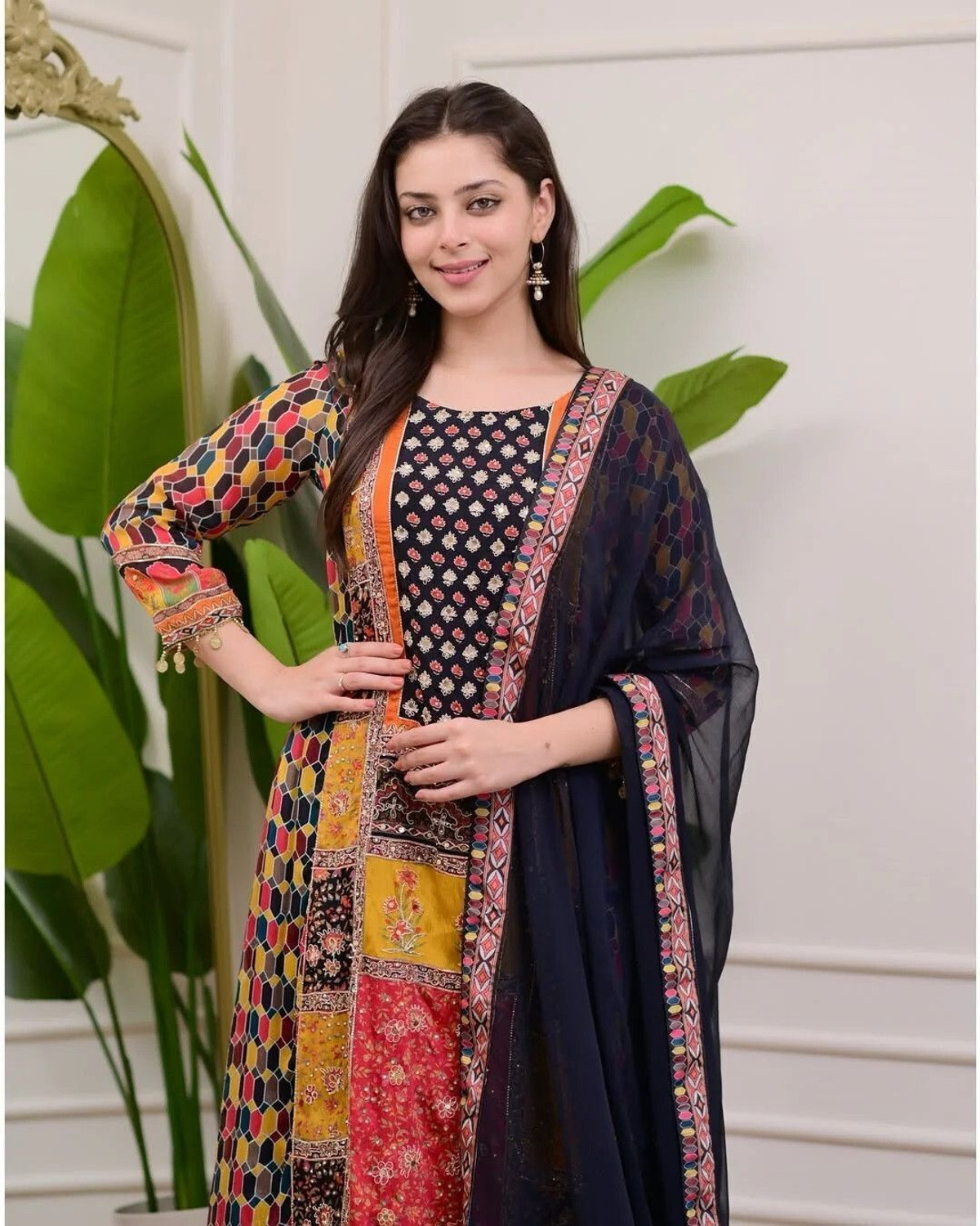 Image of HB Fashion Self Design, Printed, Embroidered Kurta, Trouser /Pant & Dupatta Set