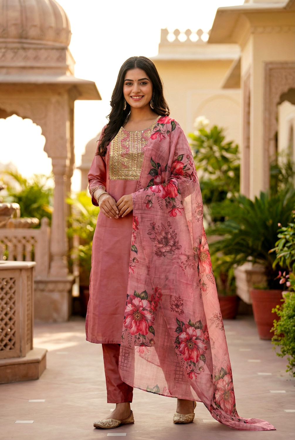 Image of Ankit Creations hetal Embroidered Anarkali Kurta, Bottom & Dupatta Set