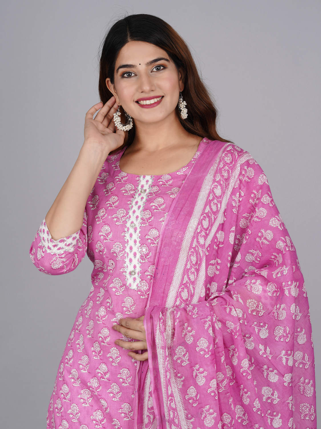 Image of Mishree collection Ethnic Set Printed Kurta, Trouser /Pant & Dupatta Set