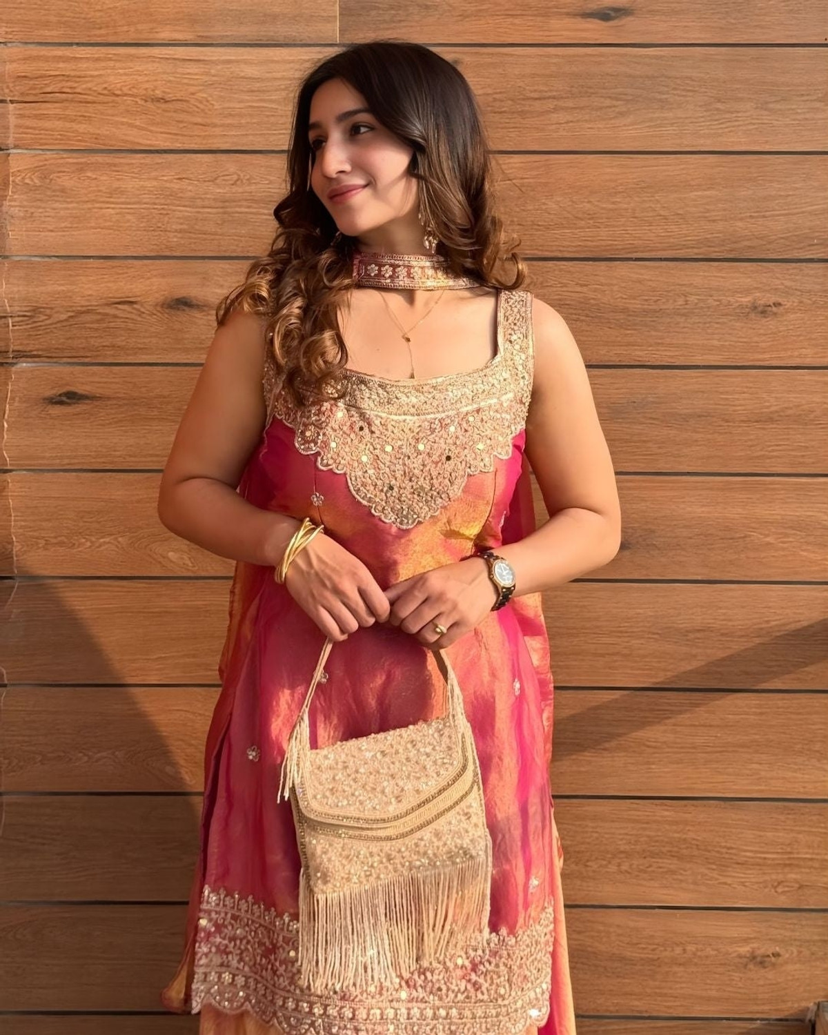 Desihoor Embroidered Kurta, Sharara & Dupatta Set