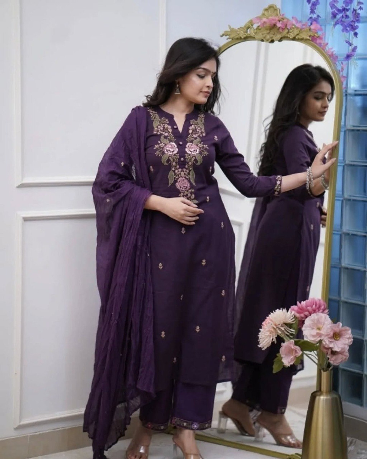 Image of Meetara Creation DEEPIKA Printed Kurta, Palazzo & Dupatta Set