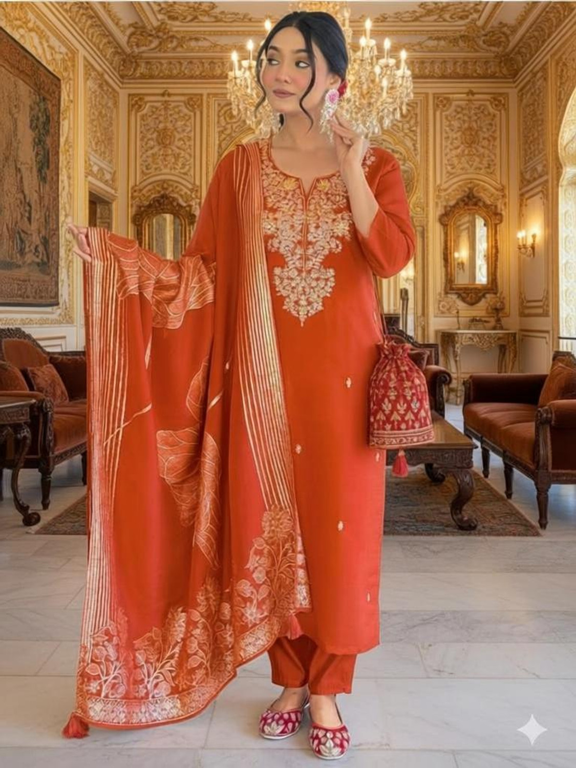Image of Ankit Creations hetal Embroidered Anarkali Kurta, Bottom & Dupatta Set