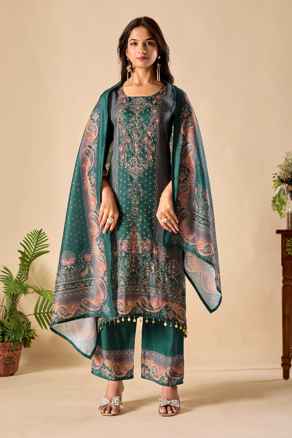 Image of HB Fashion Self Design, Printed, Embroidered Kurta, Trouser /Pant & Dupatta Set