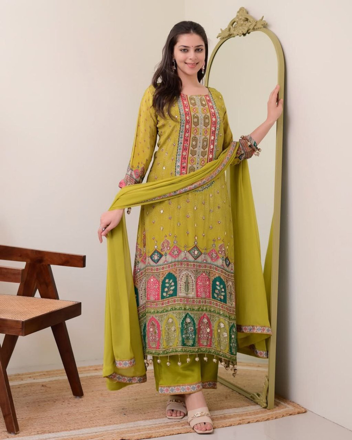 Image of HB Fashion Self Design, Printed, Embroidered Kurta, Trouser /Pant & Dupatta Set