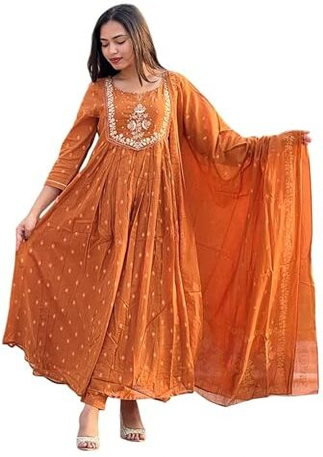 Image of Ankit Creations hetal Embroidered Anarkali Kurta, Bottom & Dupatta Set