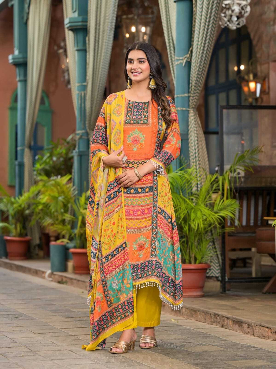 Image of HB Fashion Self Design, Printed, Embroidered Kurta, Trouser /Pant & Dupatta Set