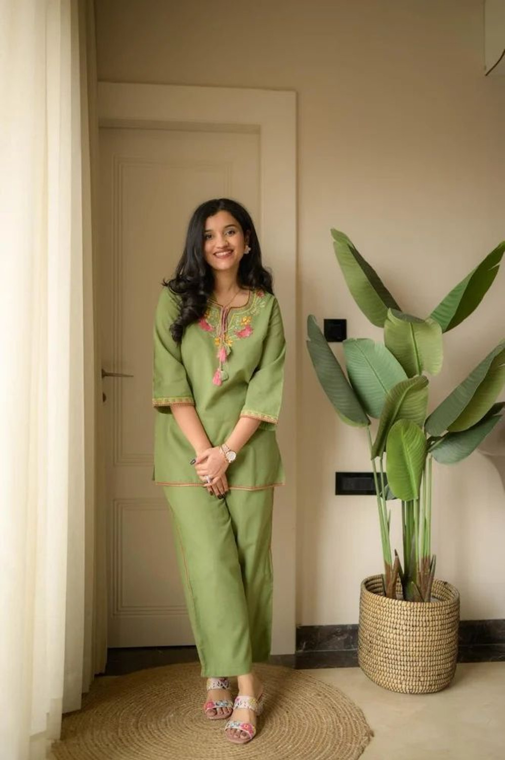 Image of PRAYOSHA FASHION Women Pure Cotton Kurta Palazzo Set