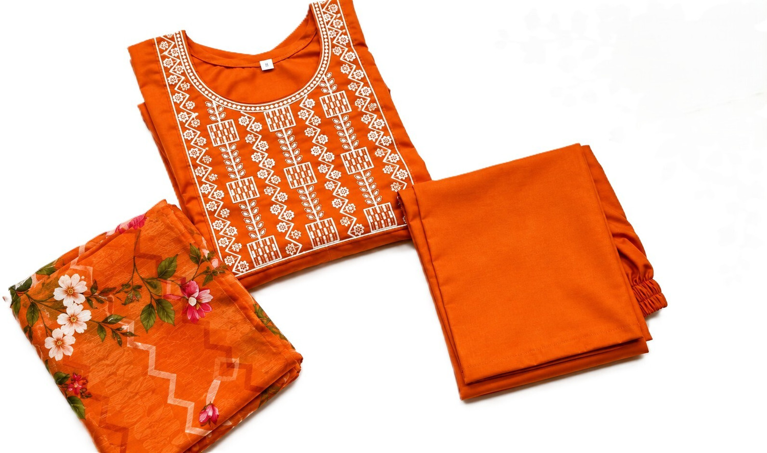 Image of CHECHI Embroidered Kurta, Palazzo & Dupatta Set