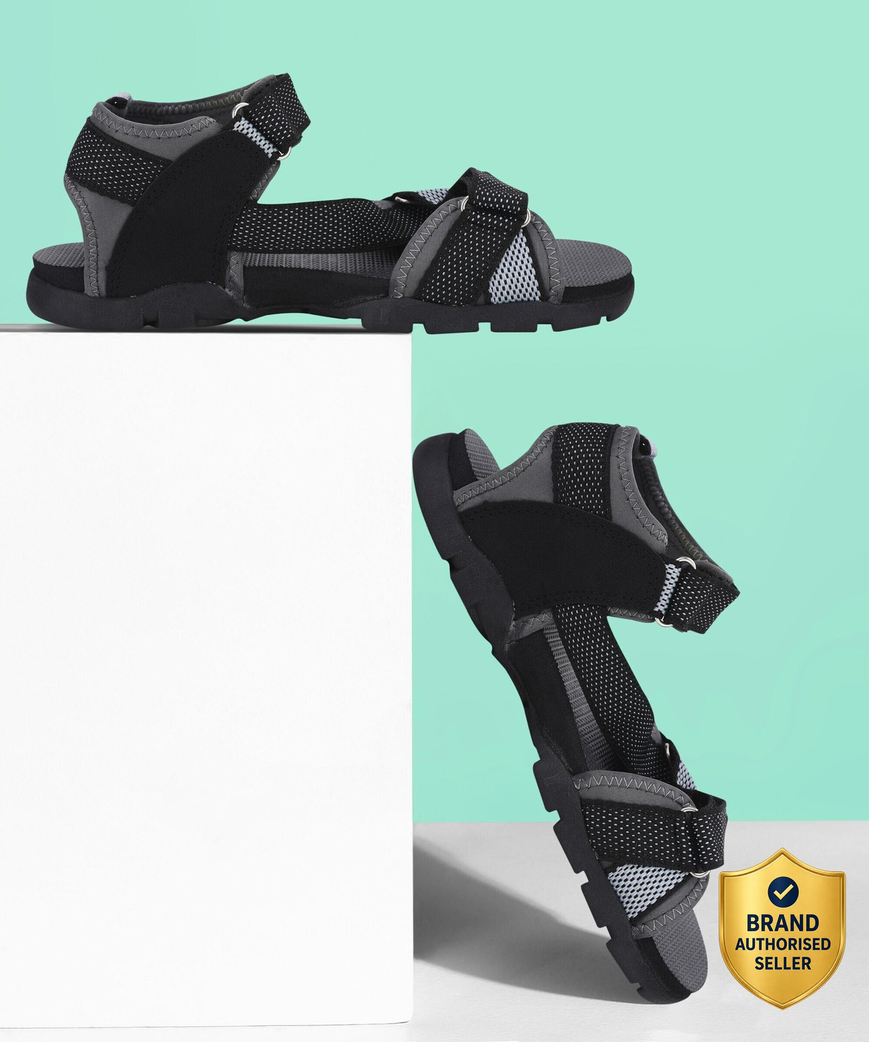 Men Men SS-105 Black, Grey Sports Sandal