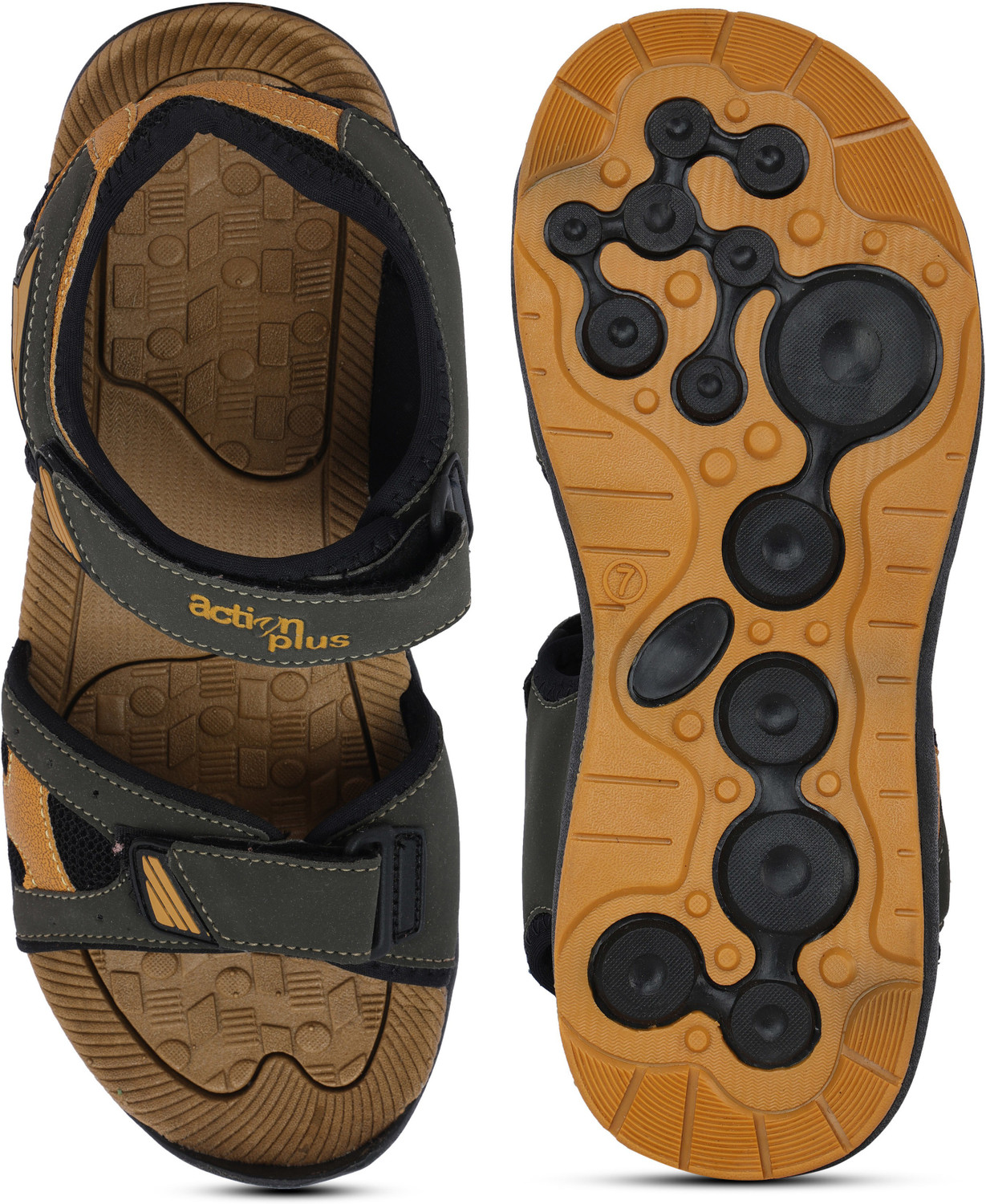 Image of Action Plus Men ONTM-01 Sports Sandal (Beige, Olive , 7)
