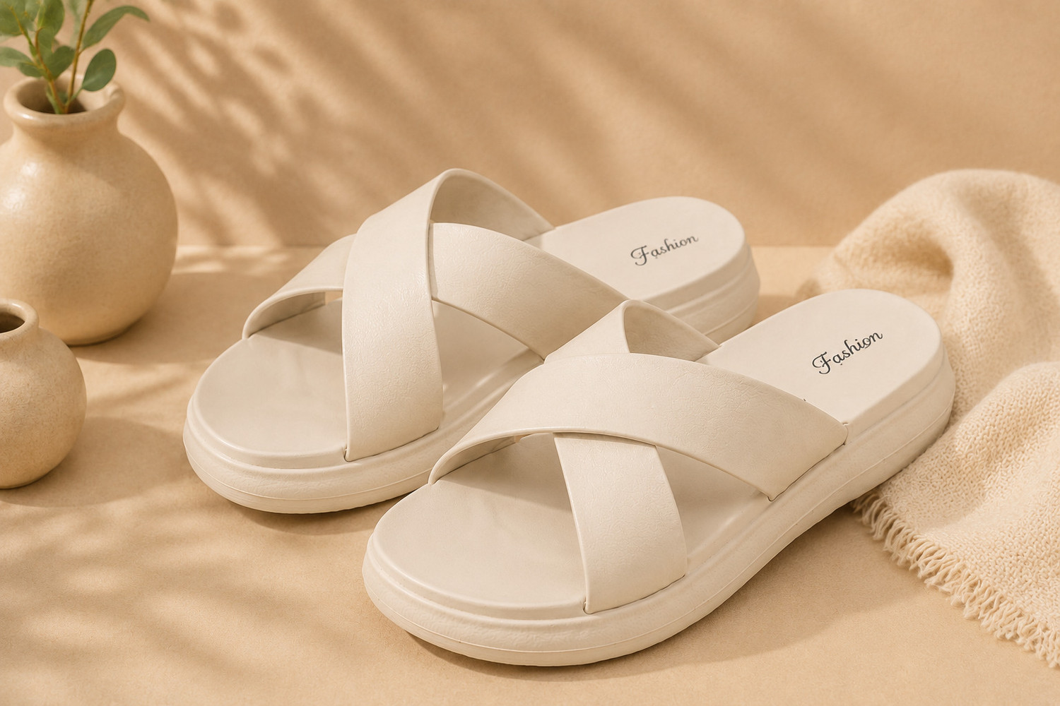 Image of OMIKA Women Flats Sandal (Beige , 5)