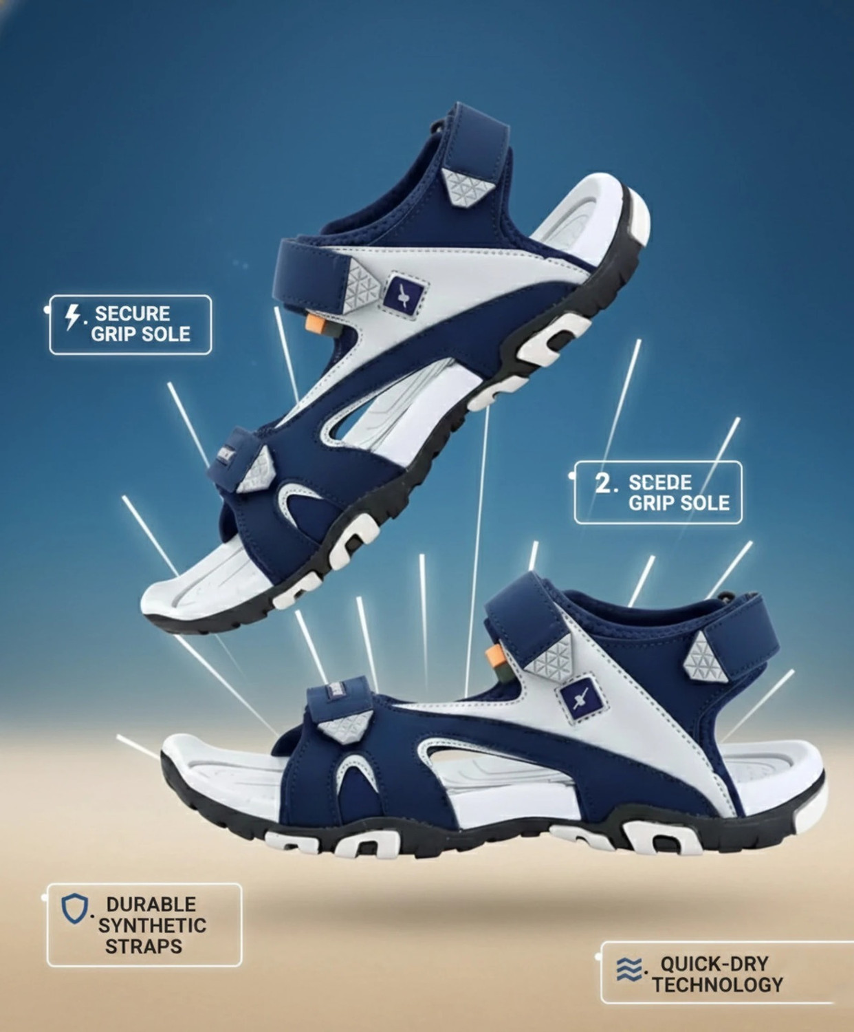 Men SS0453G Blue Grey Sandal – Stylish & Comfortable