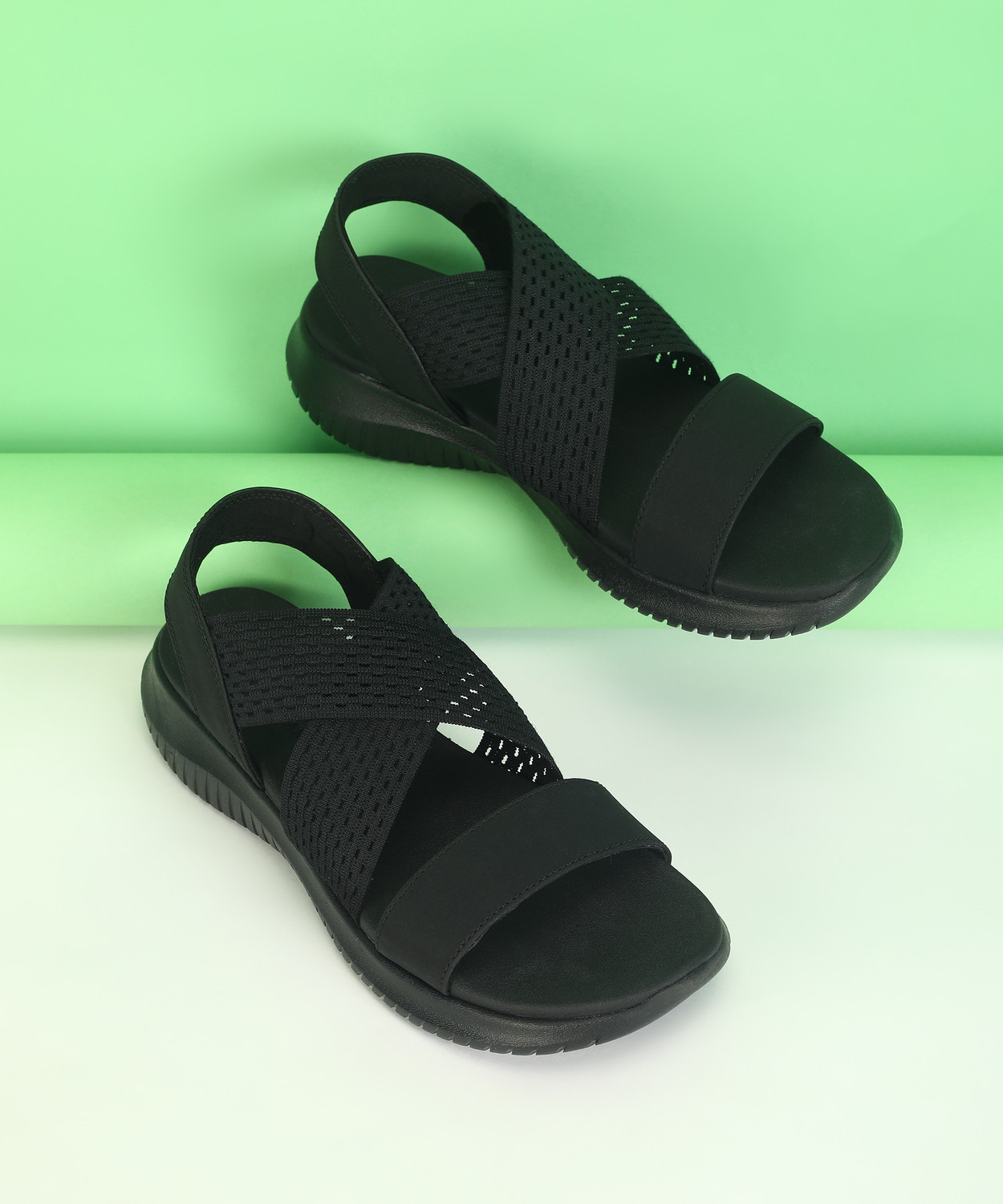 Womens black sale skechers sandals