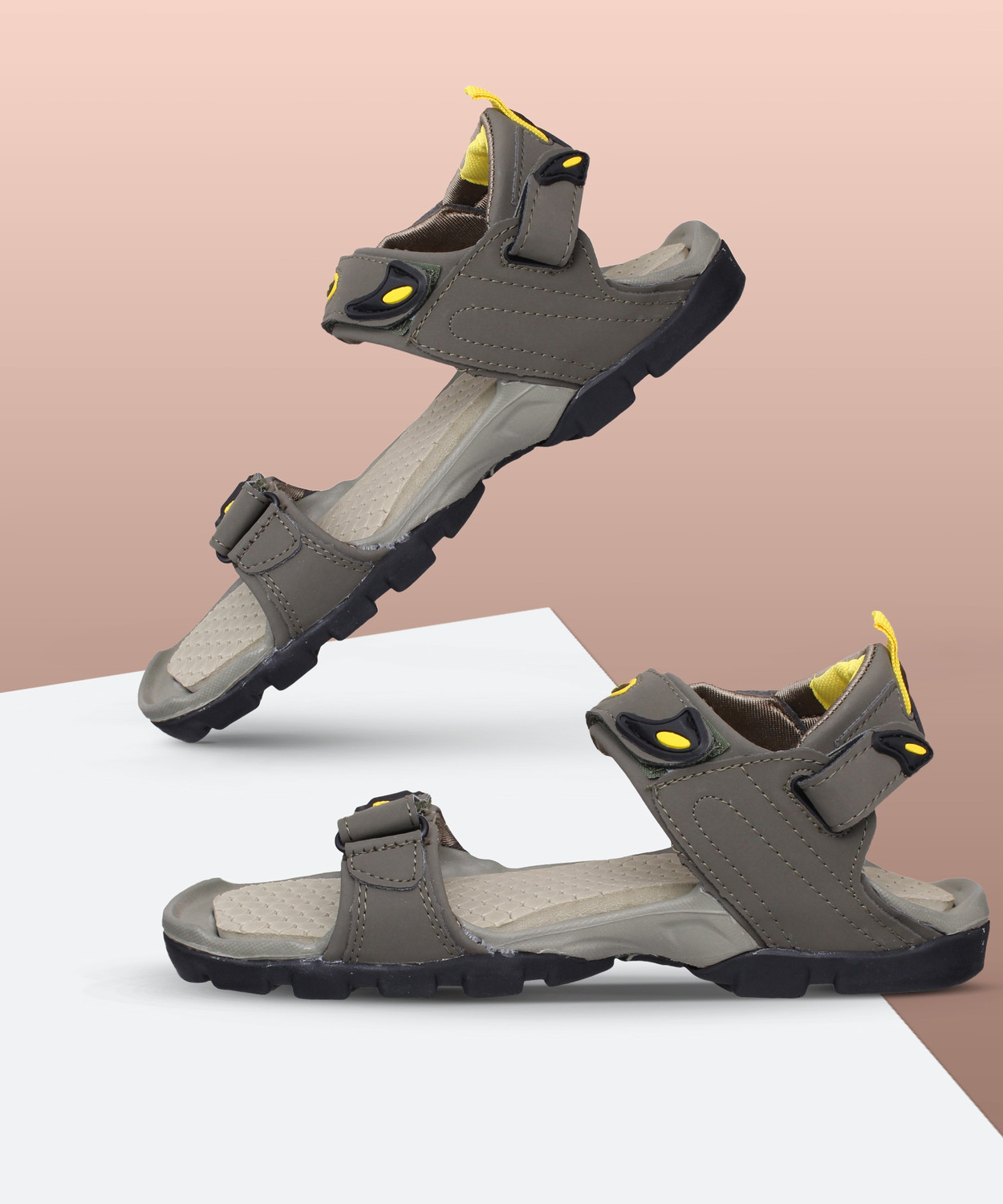 Sparx Sparx Men SS 502 Olive Yellow Floater Sandals Men Olive