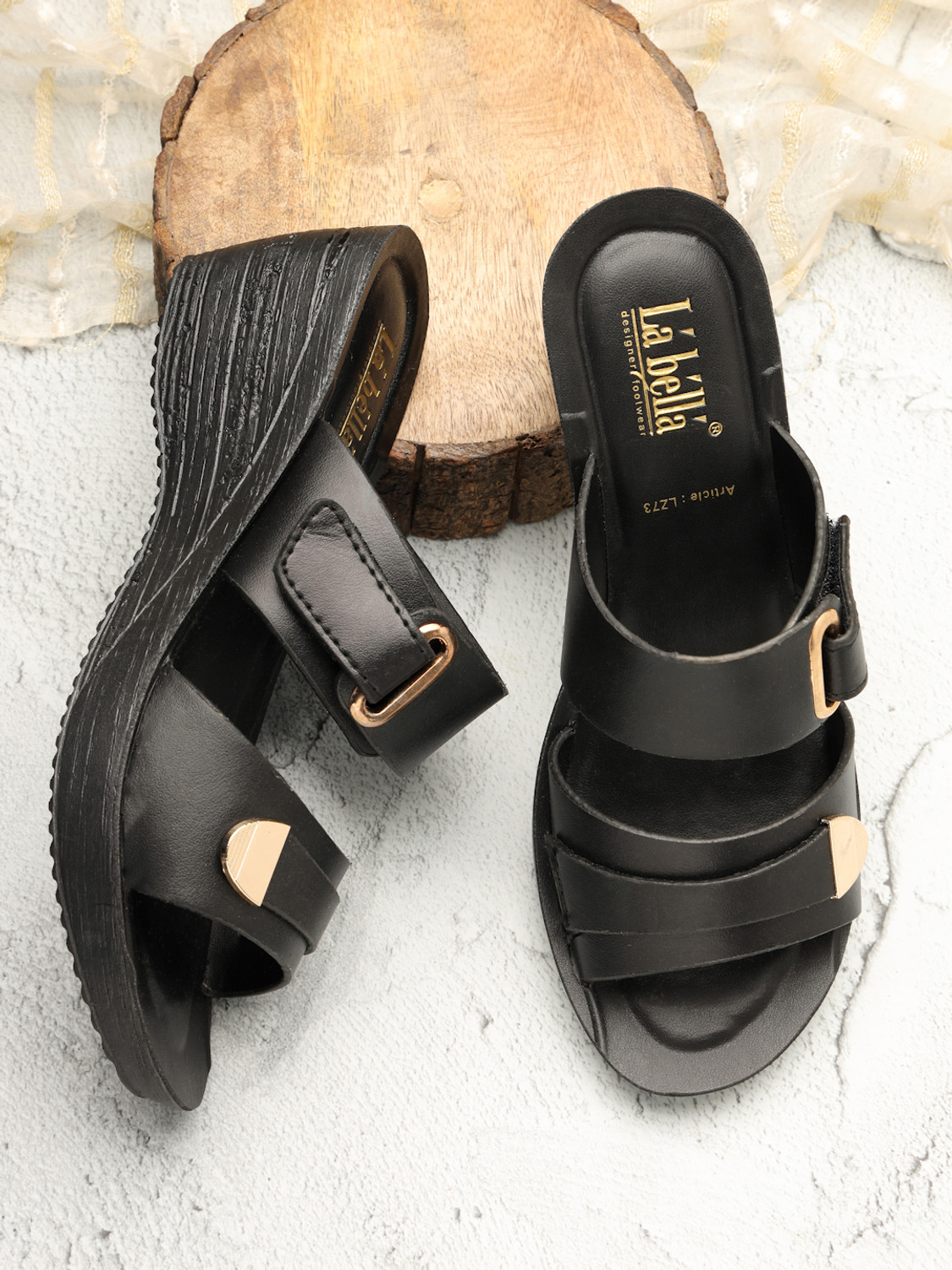 Image of PUNTOBLU Women Heels Sandal (Black , 2)