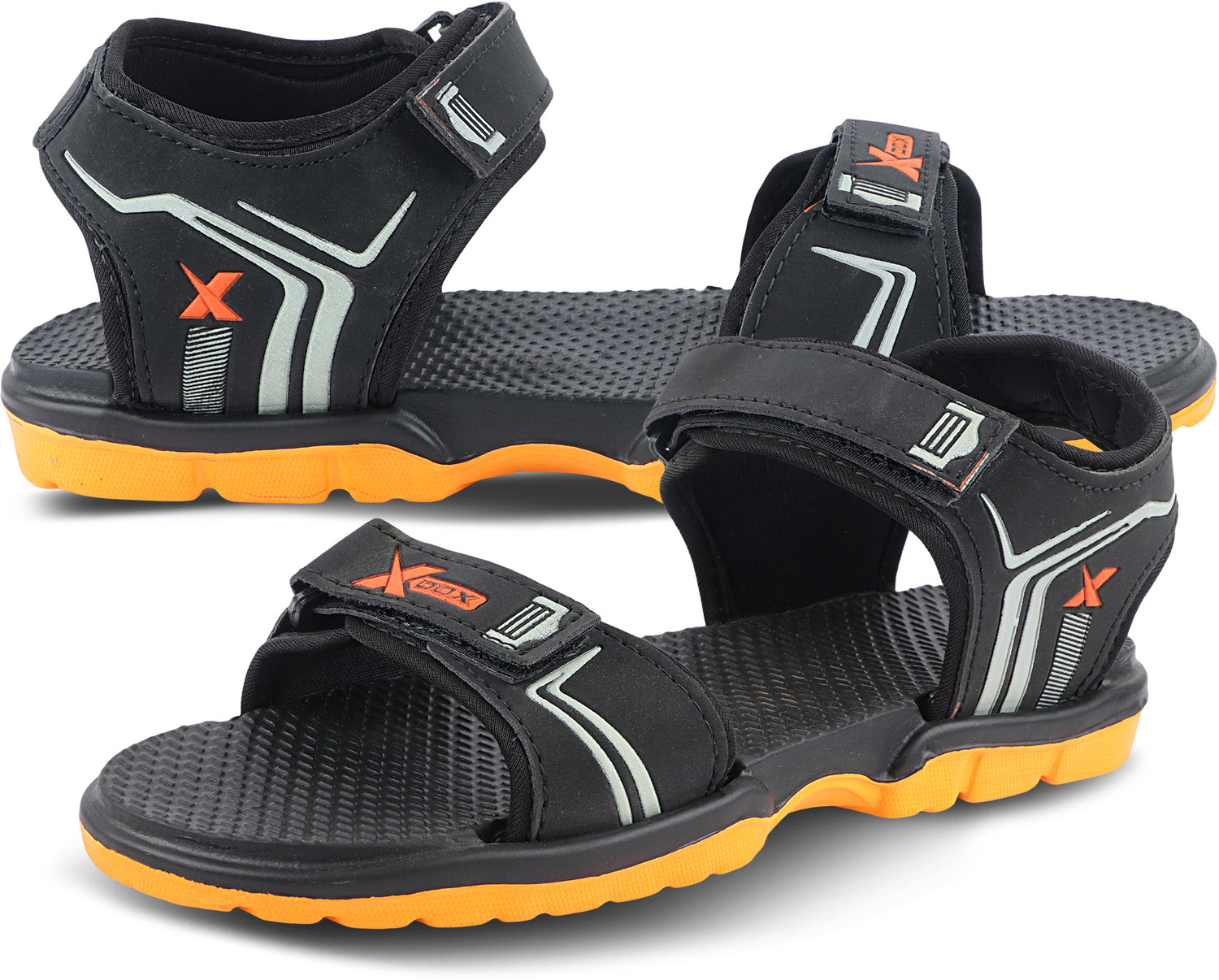 Image of XDOX Men Sandal (Black, Orange , 10)