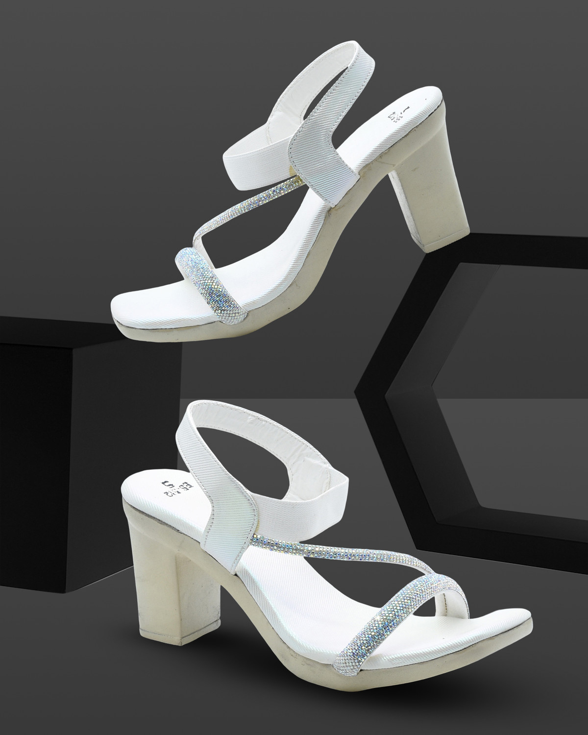 Image of famson Women Heels Sandal (White , 5)