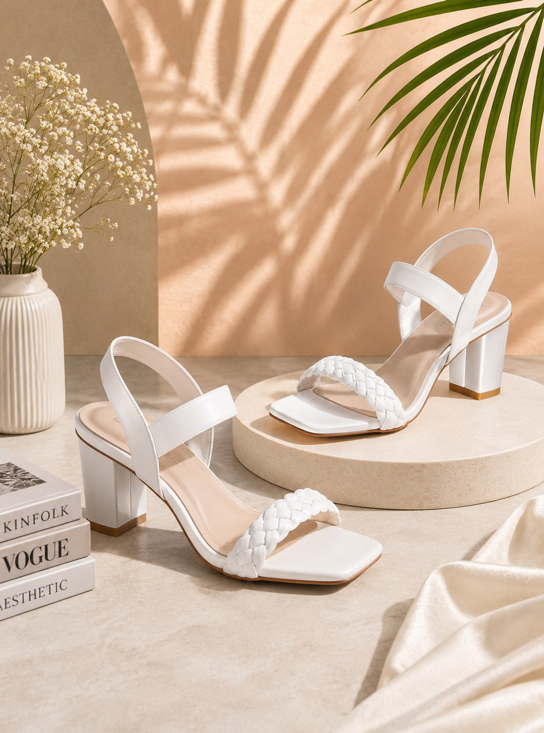 Image of famson Women Heels Sandal (White , 5)