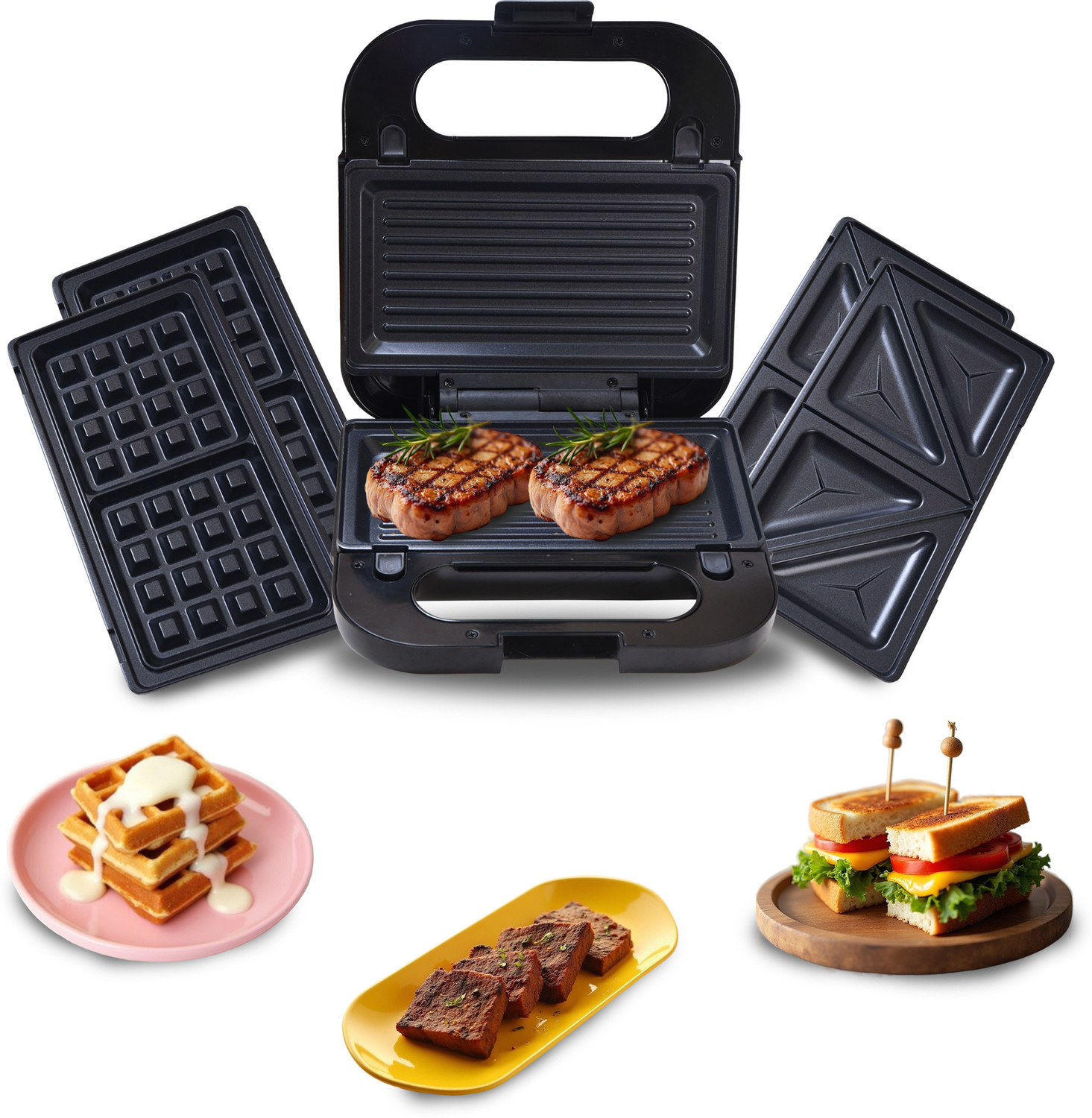 Image of khodal Mini Waffle Maker Portable Electric Non Stick Waffle Iron Round Waffle Maker Waffle Maker