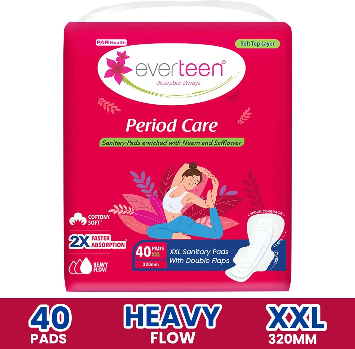 everteen XXL Sanitary Napkin Pads with Cottony-Soft Top Layer Sanitary Pad