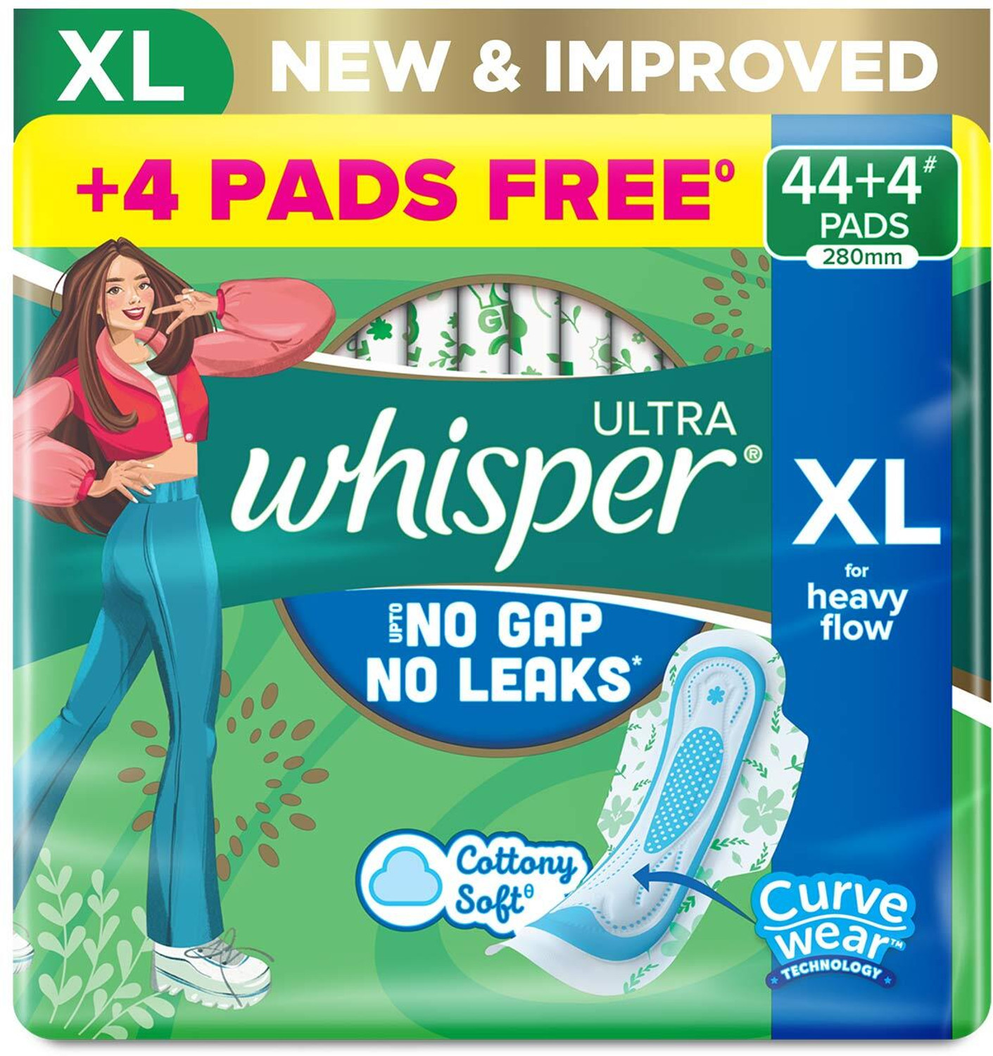 Whisper Ultra Hygiene+Comfort XL for Heavy Flow Sanitary Pad