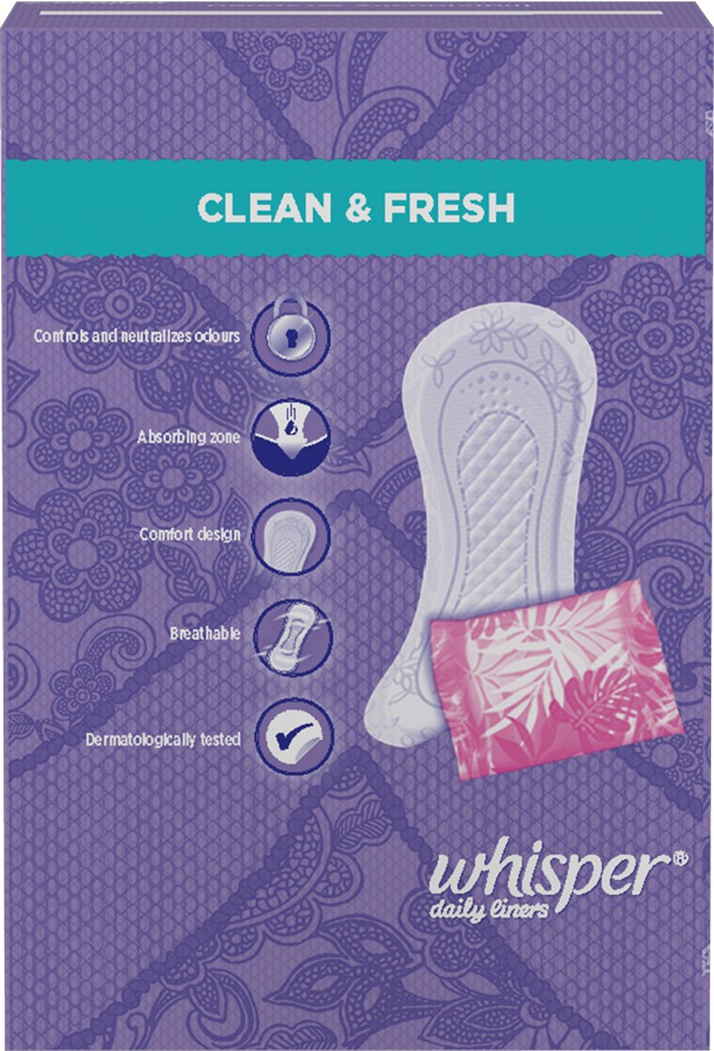 Image of Whisper DAILY LINER, NORMAL LINERS FOR NON PERIOD DAYS Pantyliner