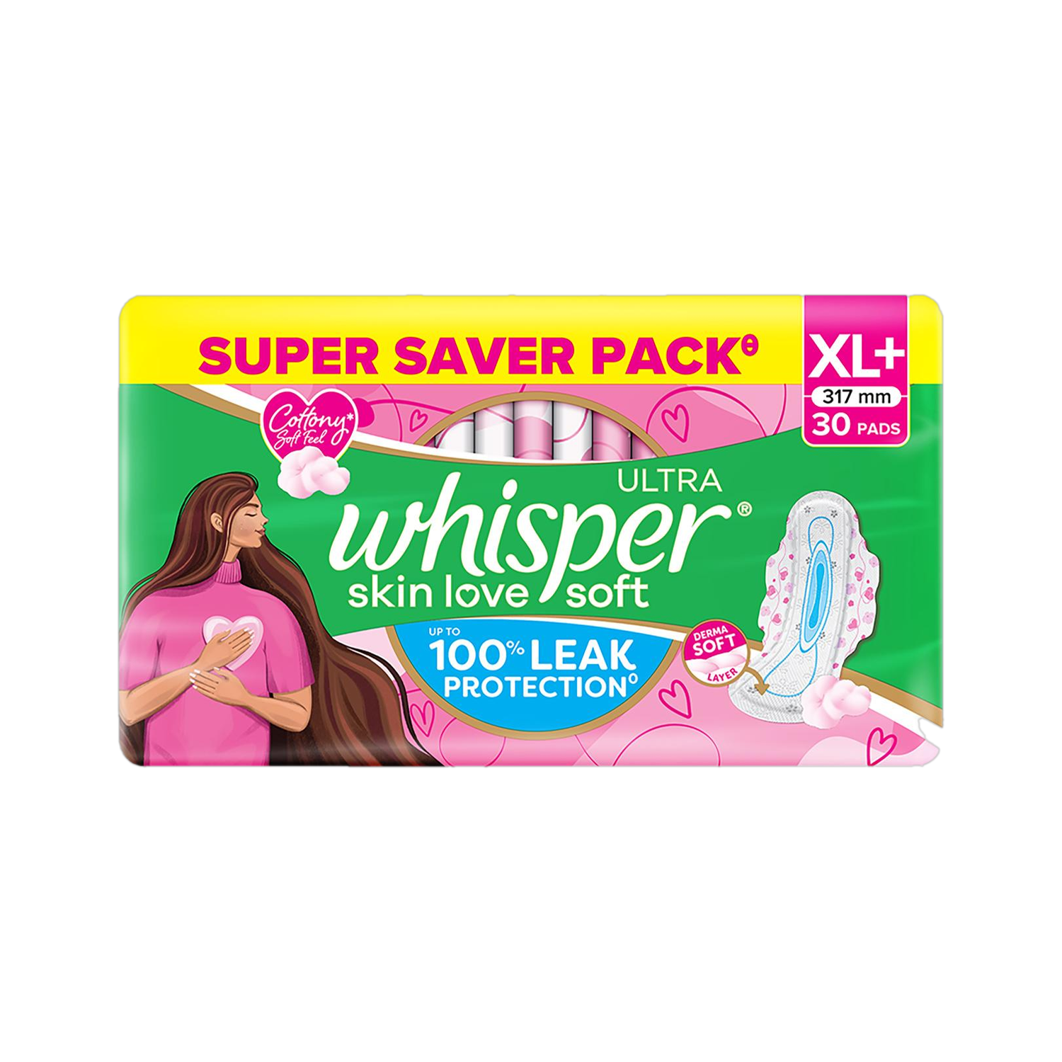 Whisper Ultra Soft Air Fresh Sanitary Napkin (Xl+)30 Pads