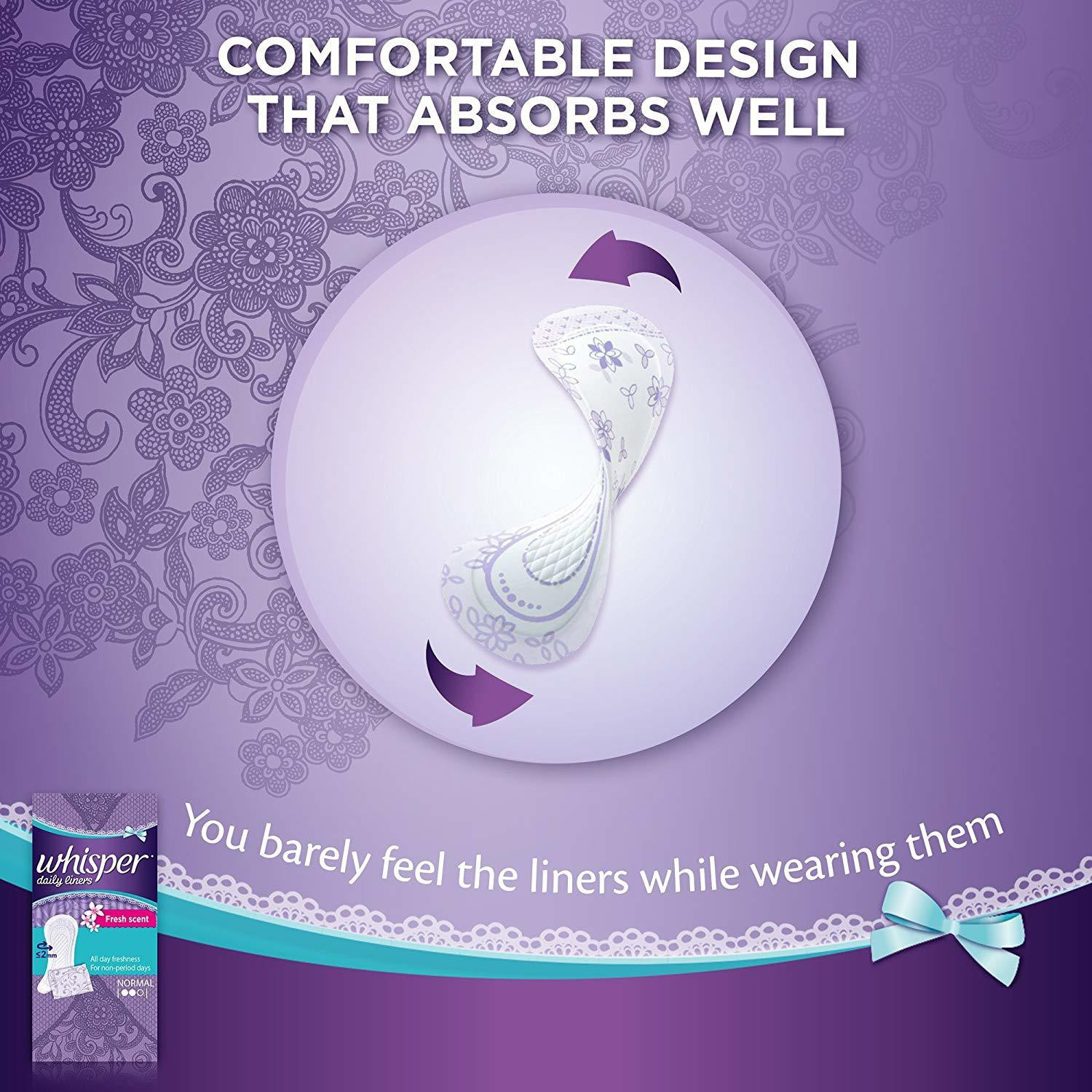 Image of Whisper DAILY LINER, NORMAL LINERS FOR NON PERIOD DAYS Pantyliner