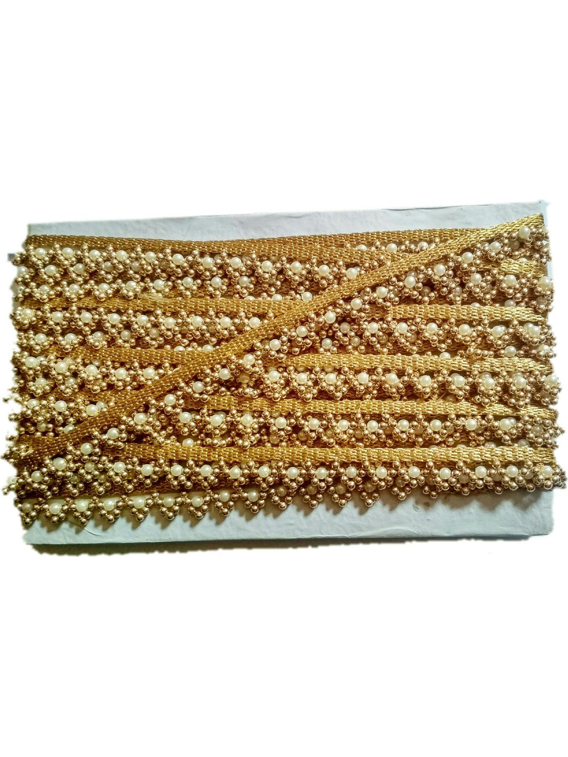 Image of CKCREATION Golden Color Premium Look Lace Boder (8 meter) Lace Saree Falls (Gold)
