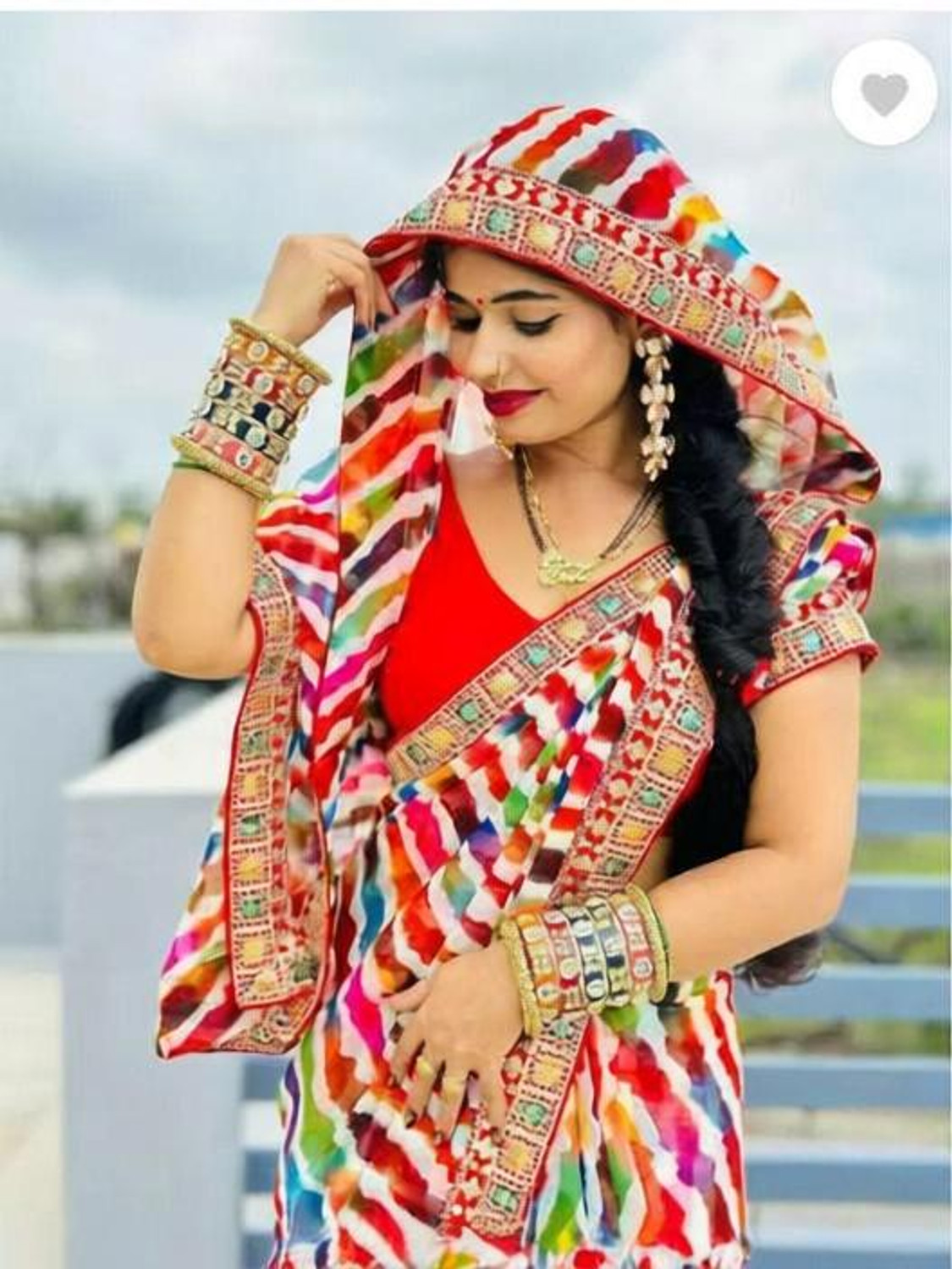 Salco Dyed, Blocked Printed, Ombre, Embellished Bollywood Georgette Sa