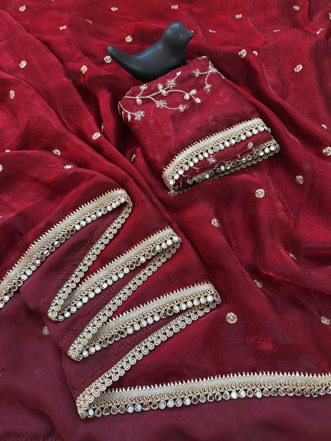 Sadika Embroidered Daily Wear Silk Blend Saree