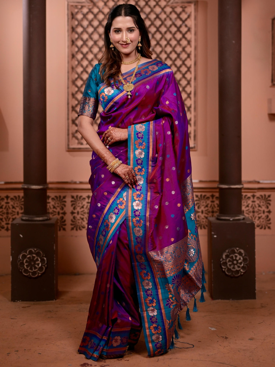 Image of Samantha Woven Paithani Art Silk Saree (Multicolor)